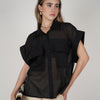 Talira Pockets Button Down – Lightweight Sheer Black Blouse