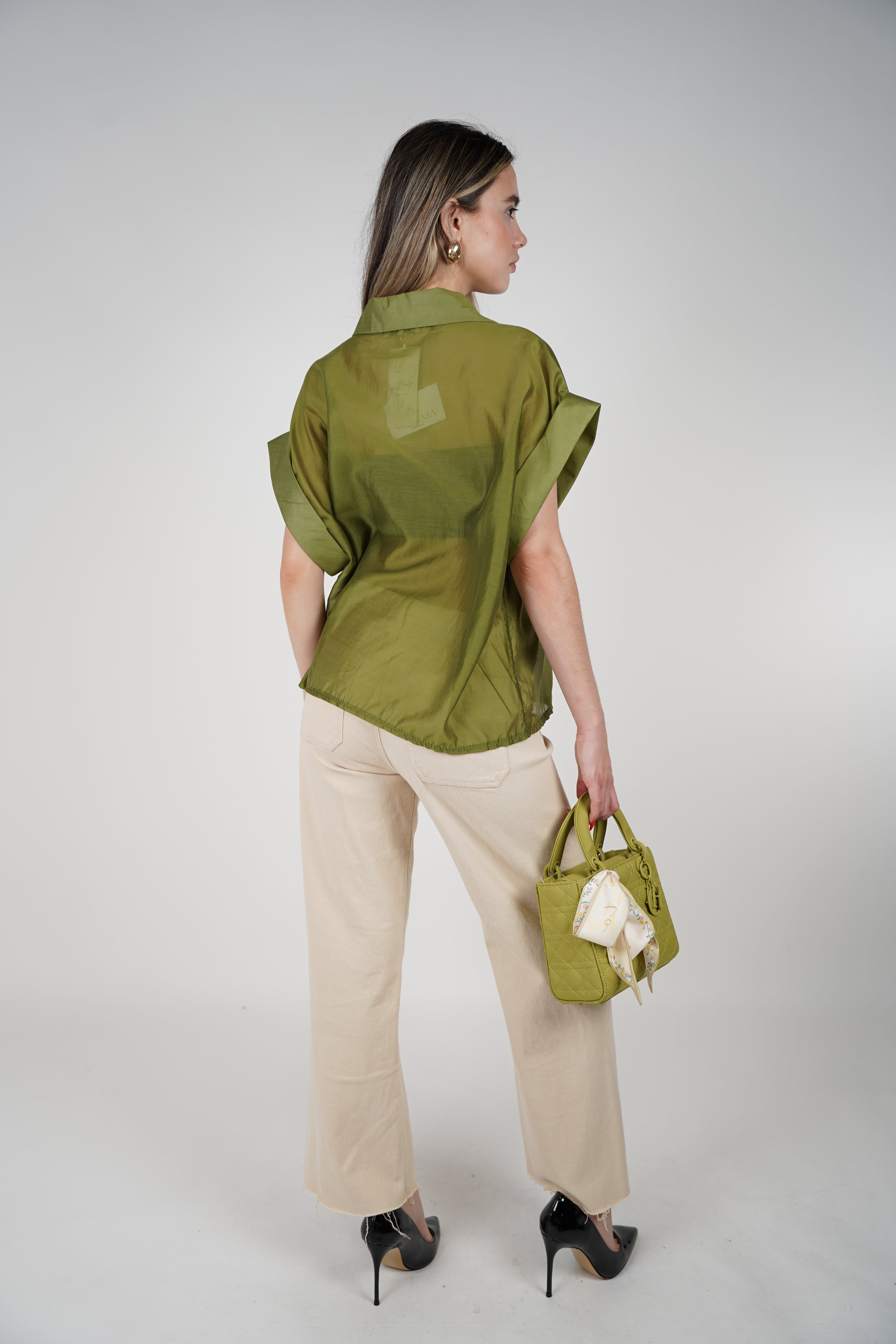 Talira Pockets Button Down – Lightweight Sheer Black Blouse