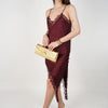 Janelle Satin Mini Dress – Asymmetrical Lace Slip Silhouette