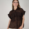 Talira Pockets Button Down – Lightweight Sheer Black Blouse