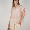 Talira Pockets Button Down – Lightweight Sheer Black Blouse