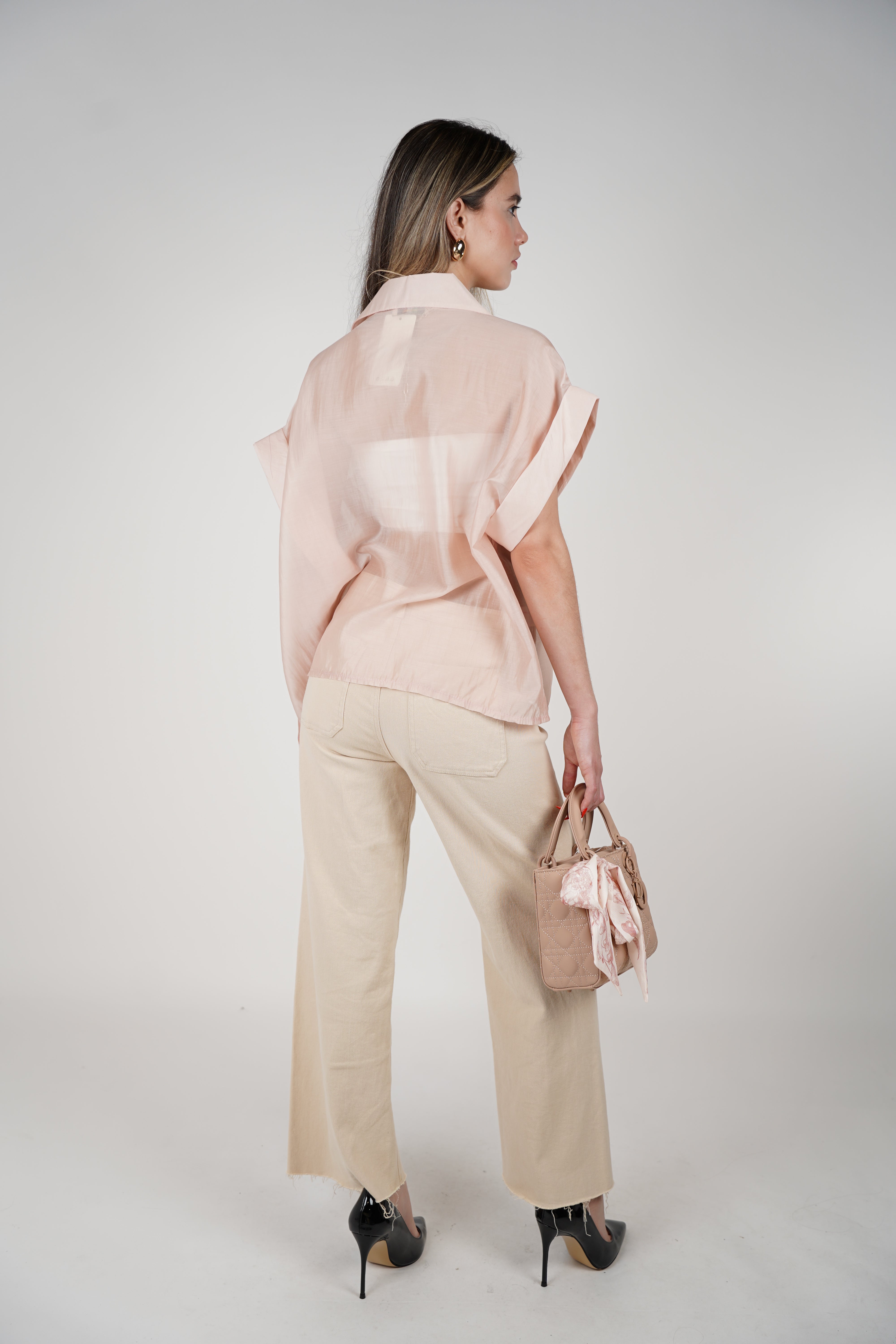 Talira Pockets Button Down – Lightweight Sheer Black Blouse