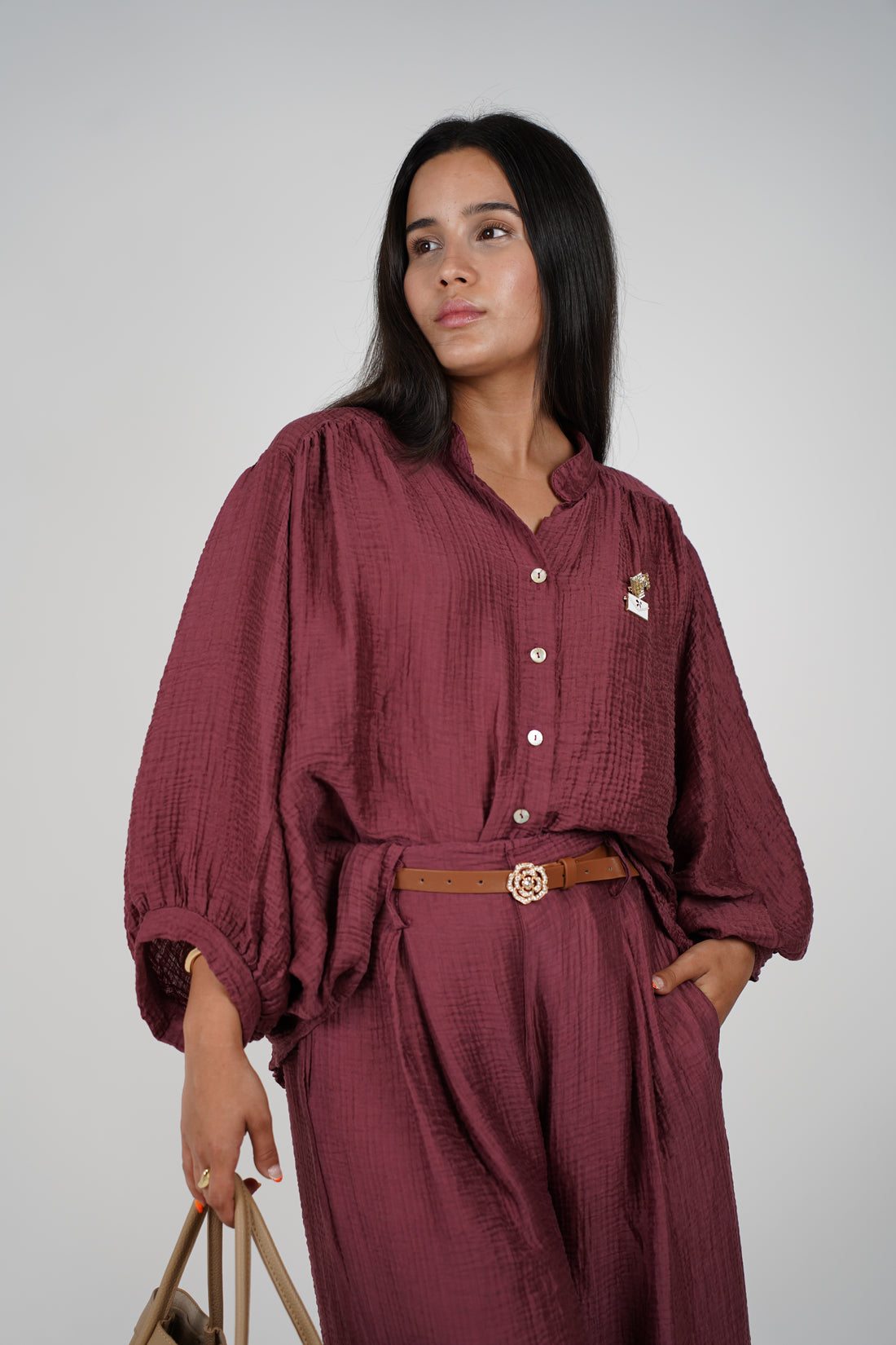 Alvira Belted Linen Set – Effortless White Two-Piece Look