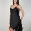 Janelle Satin Mini Dress – Asymmetrical Lace Slip Silhouette