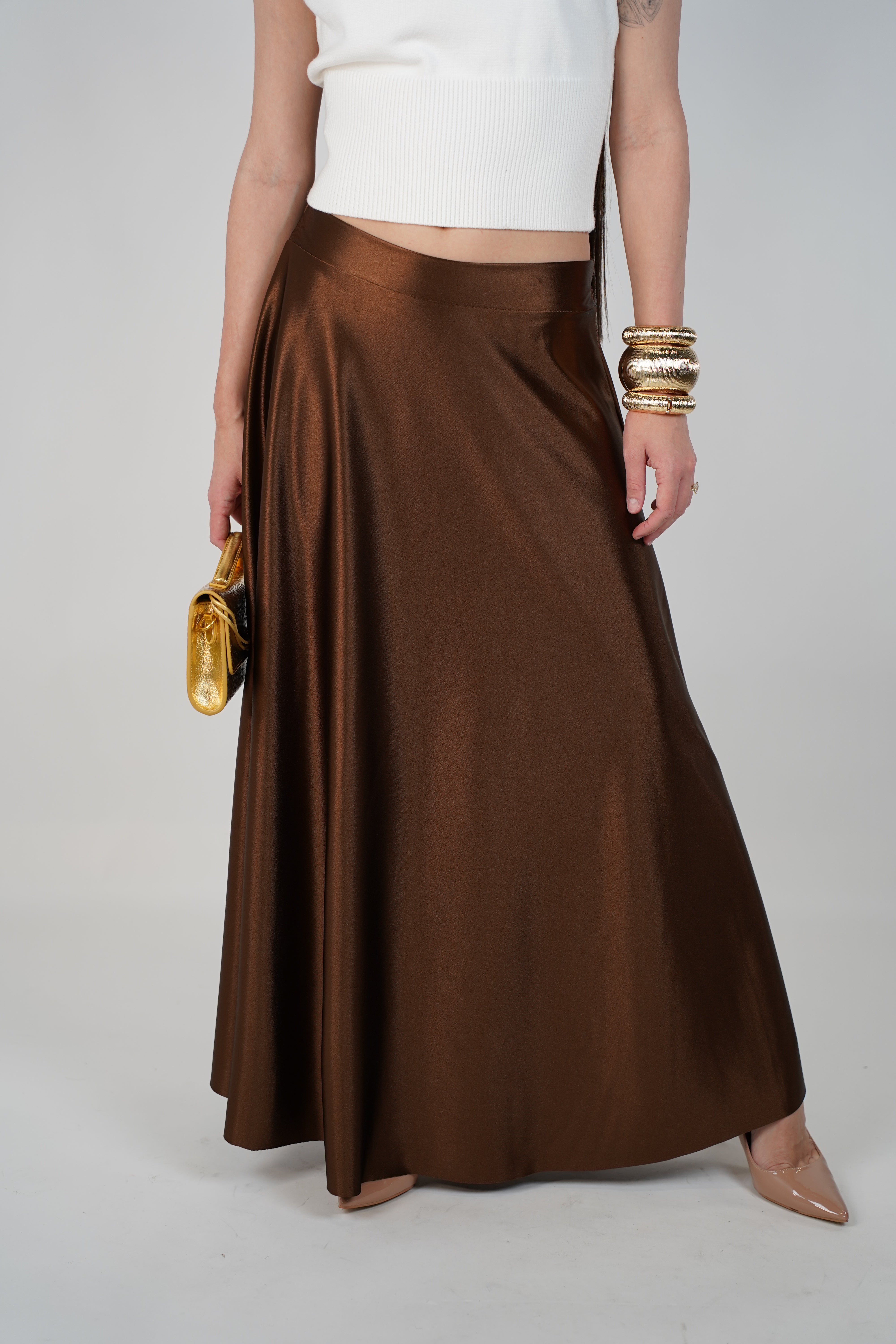 Wila Satin Maxi Skirt – Luxe High-Shine Elegance