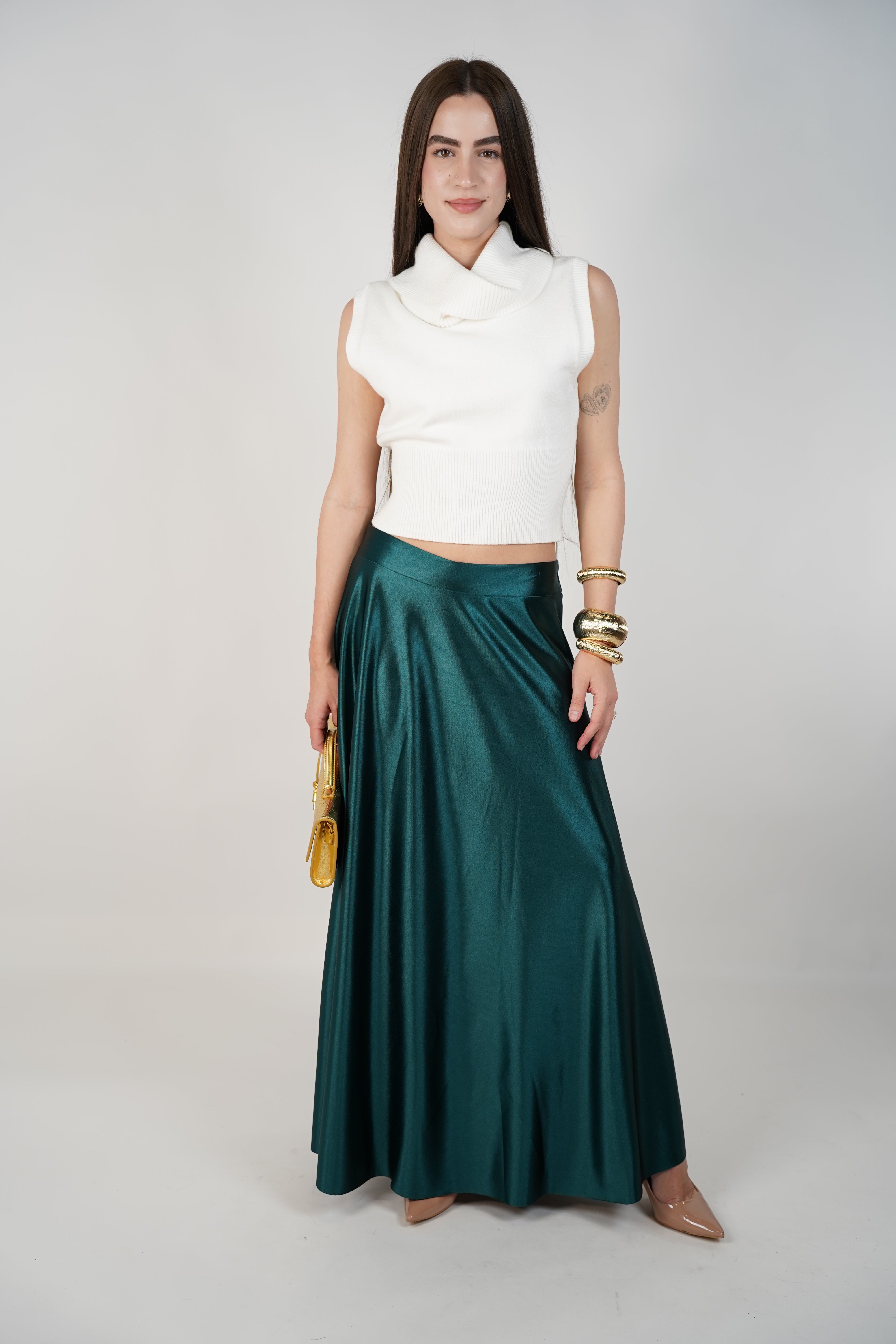 Wila Satin Maxi Skirt – Luxe High-Shine Elegance