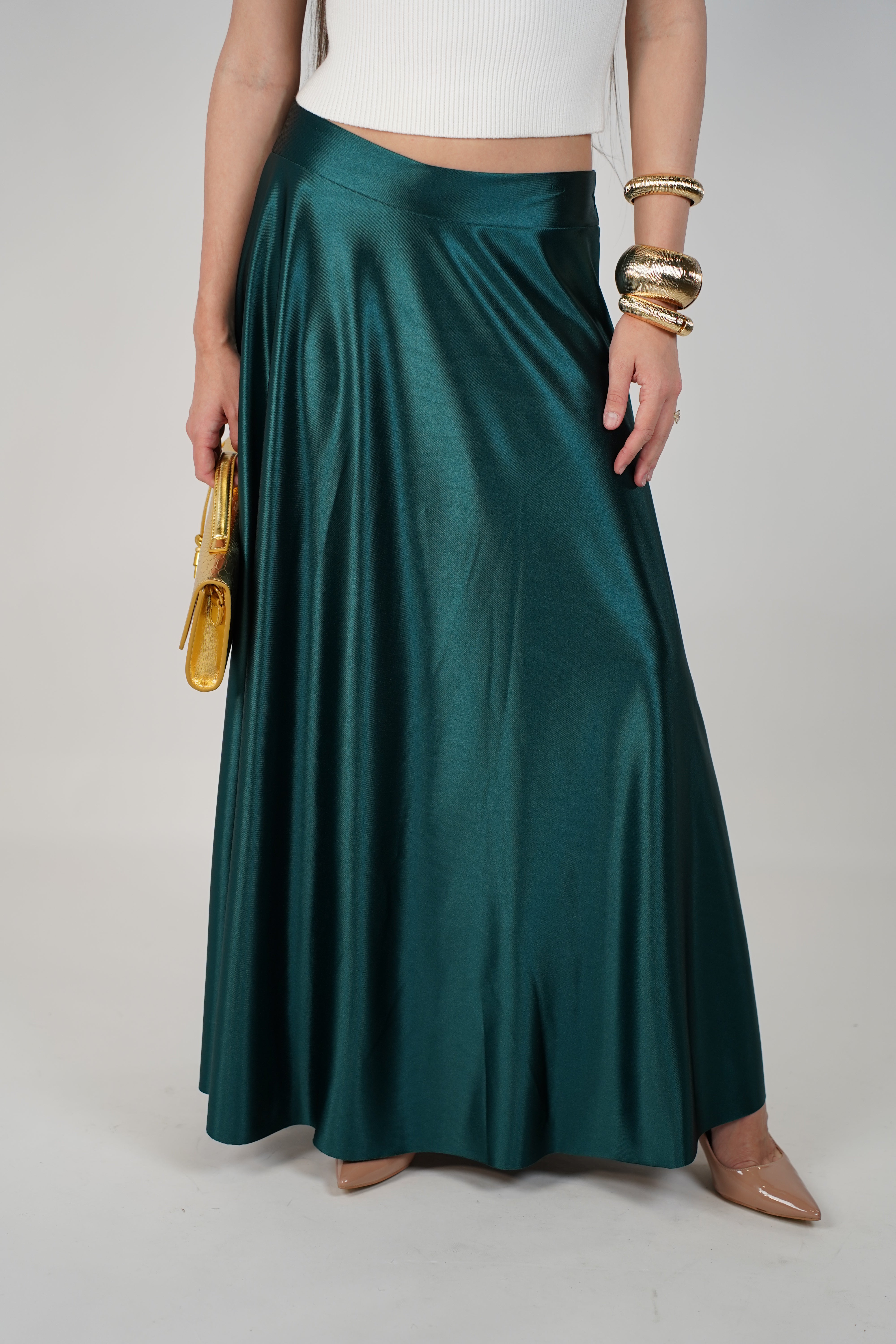 Wila Satin Maxi Skirt – Luxe High-Shine Elegance