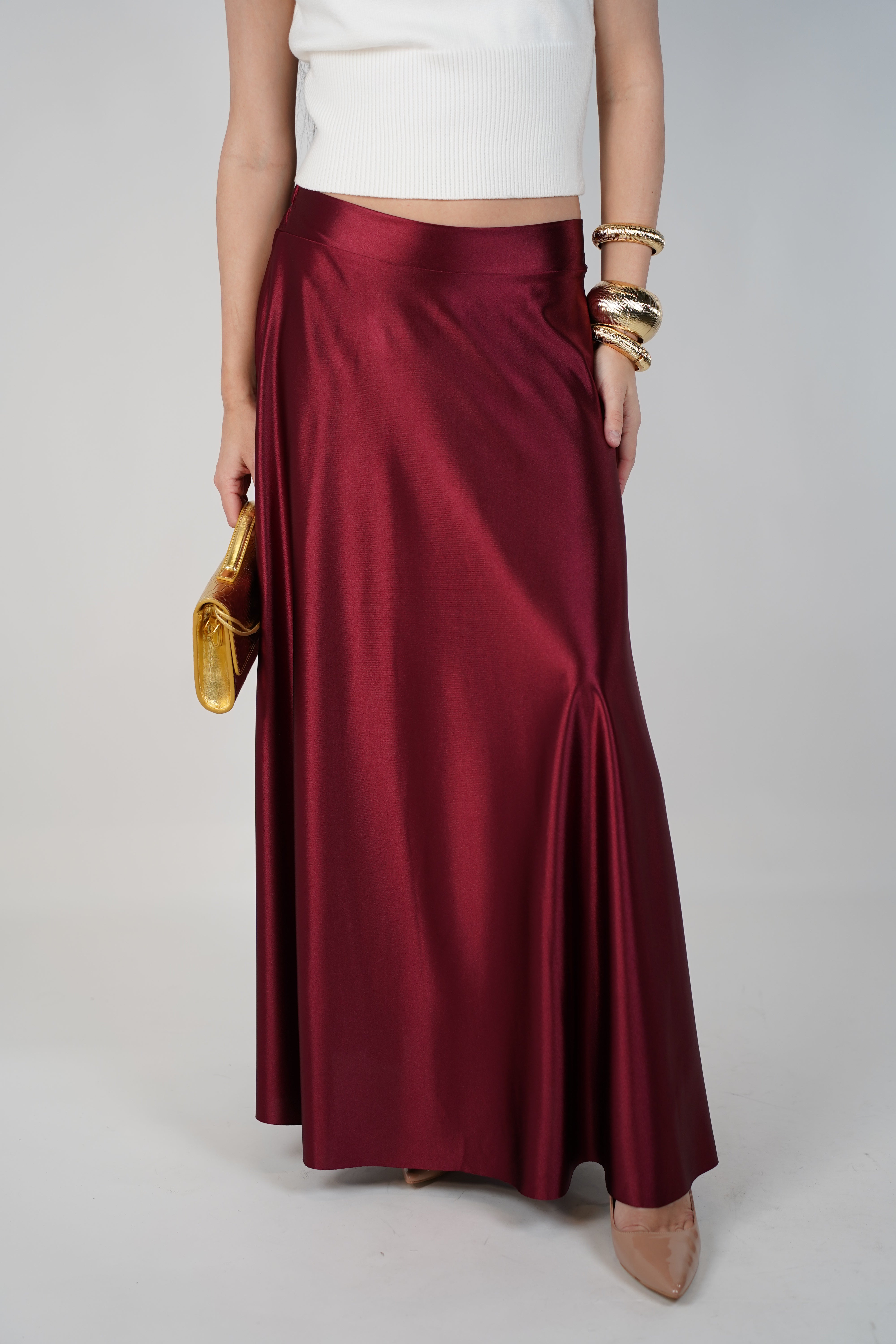 Wila Satin Maxi Skirt – Luxe High-Shine Elegance