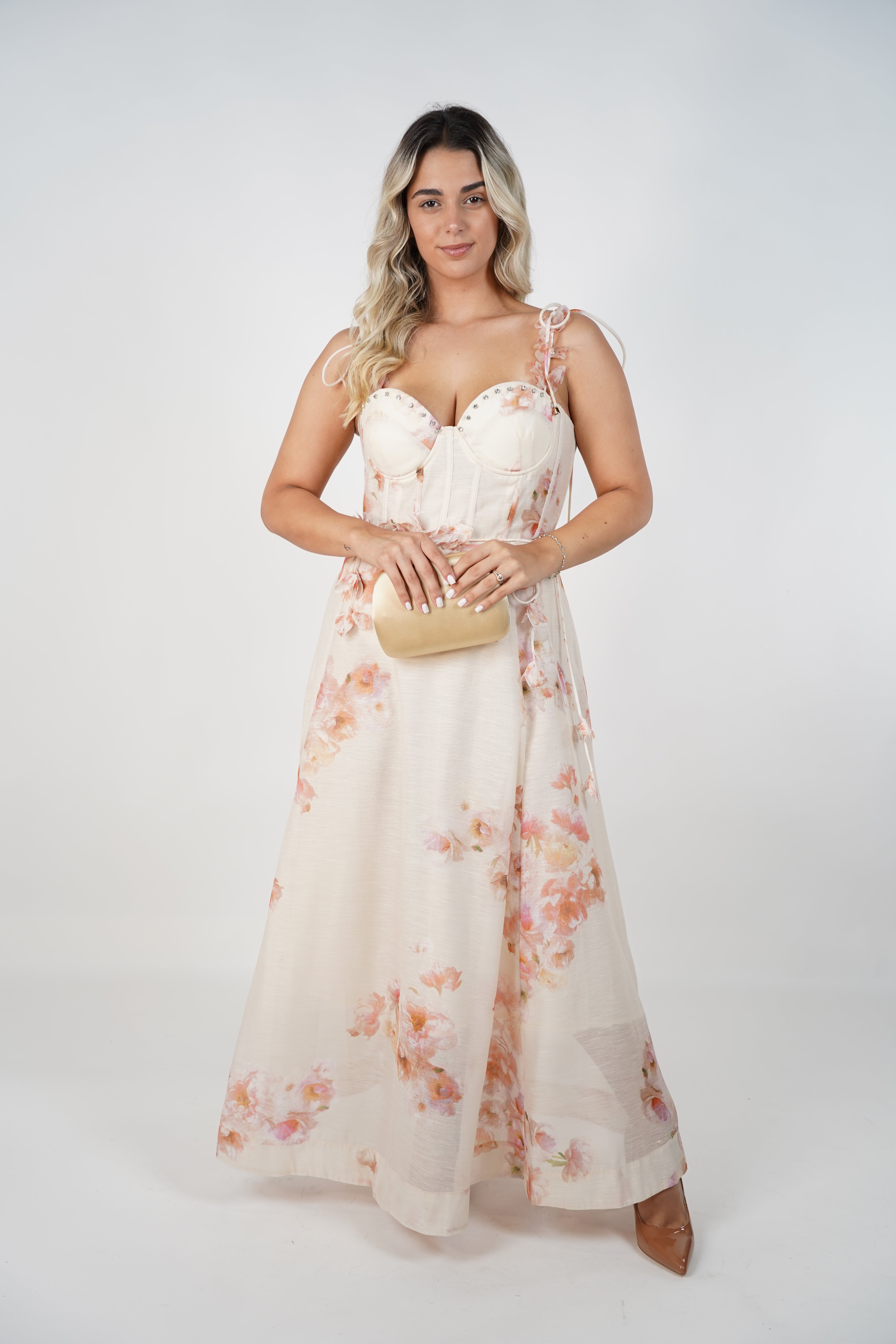 Nayla Vintage Maxi Dress – Floral Corset Elegance
