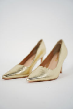 Zapatos de tacón Yana Gold Metallic – Clásicos tacones de punta
