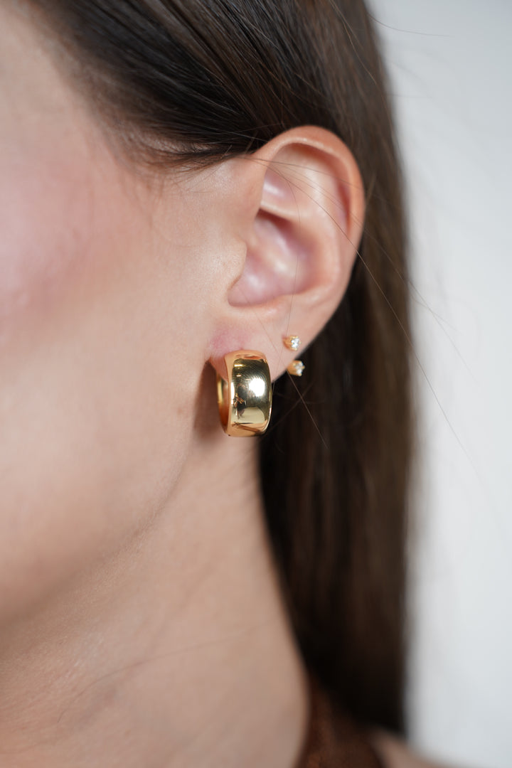 Ellise Mini Hoops – Polished Chunky Dome Earrings