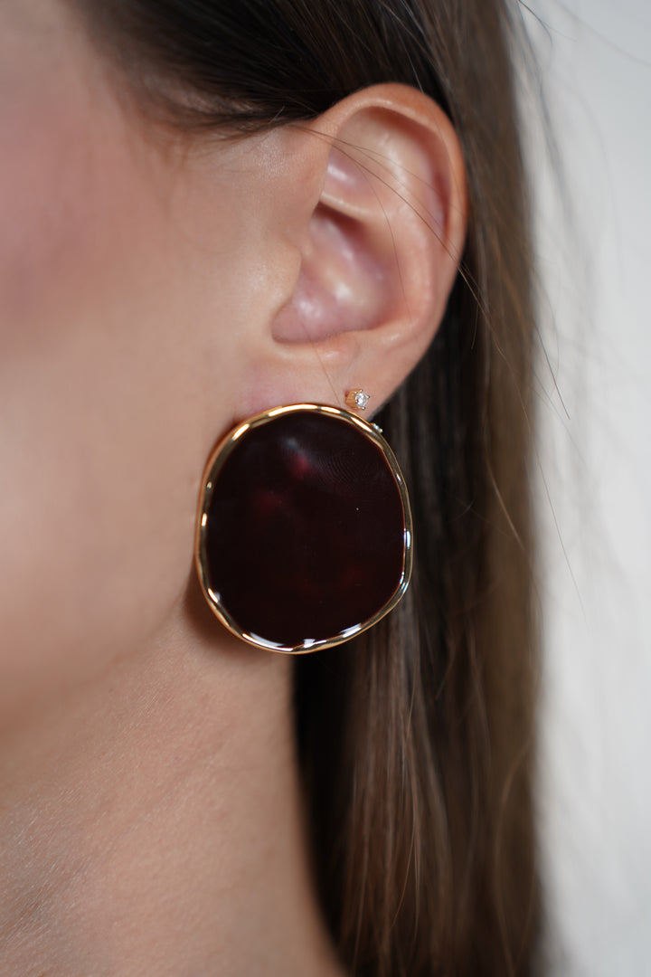 Solea Circular Earrings – Oversized Glossy Disc Studs