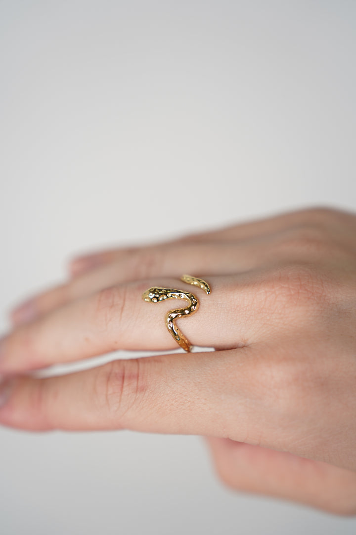 Malia Thin Snake Ring – Textured Serpent Wrap Band
