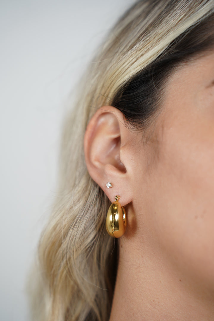 Vaya Chunky Hoops – Bold Teardrop Dome Earrings
