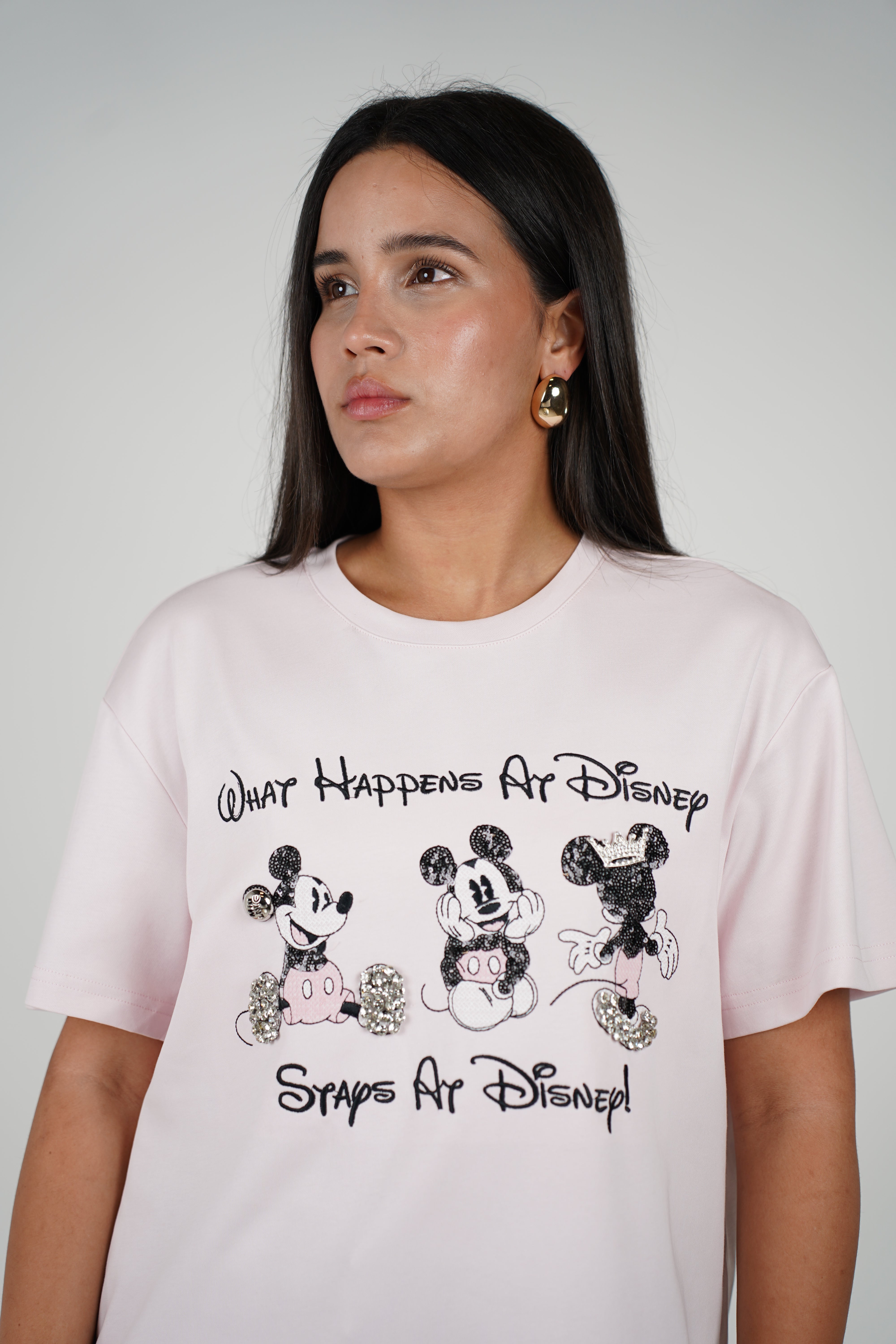 Kelsyn Oversized Mickey Top – Playful Graphic Tee with Glitter Accents