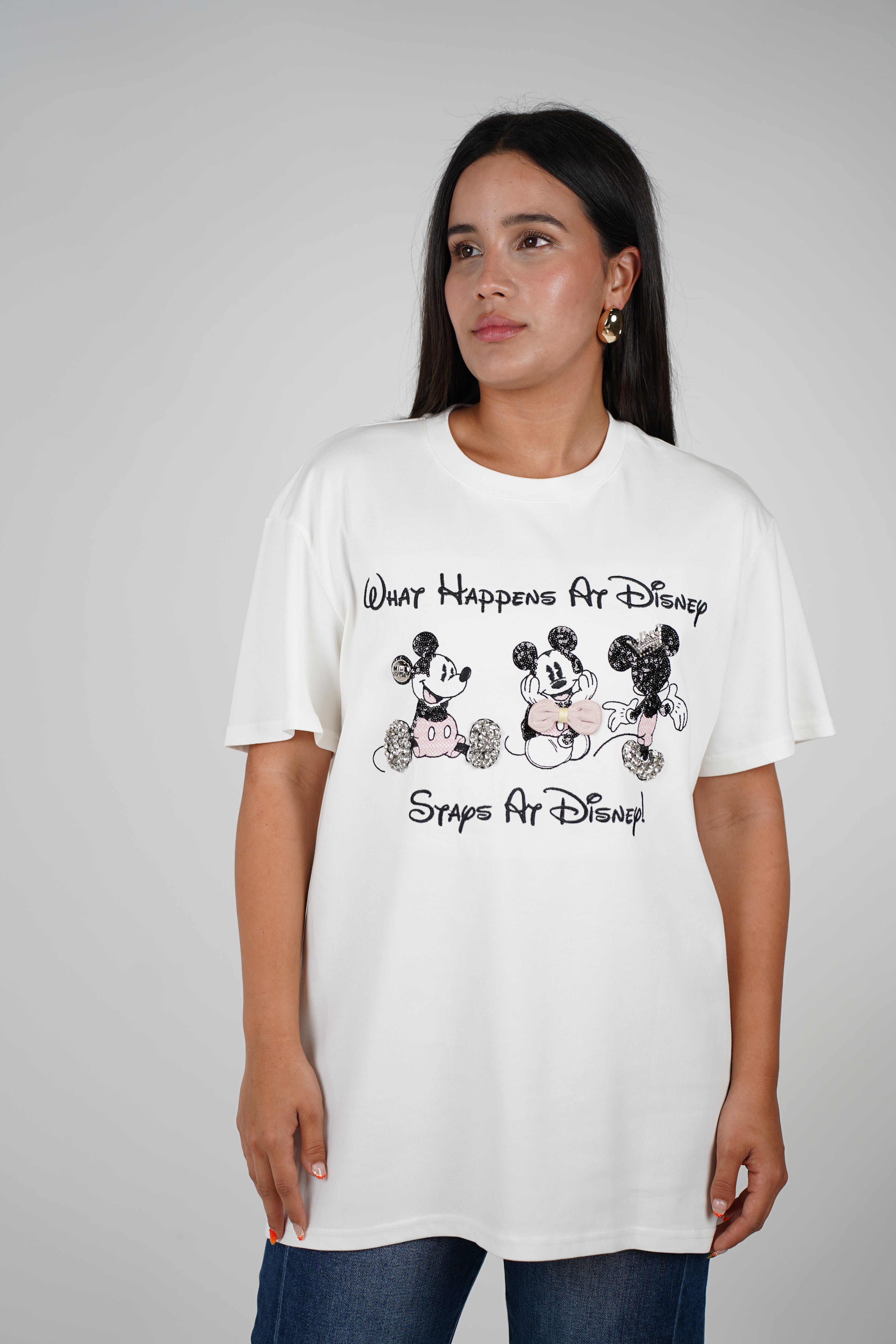 Kelsyn Oversized Mickey Top – Playful Graphic Tee with Glitter Accents
