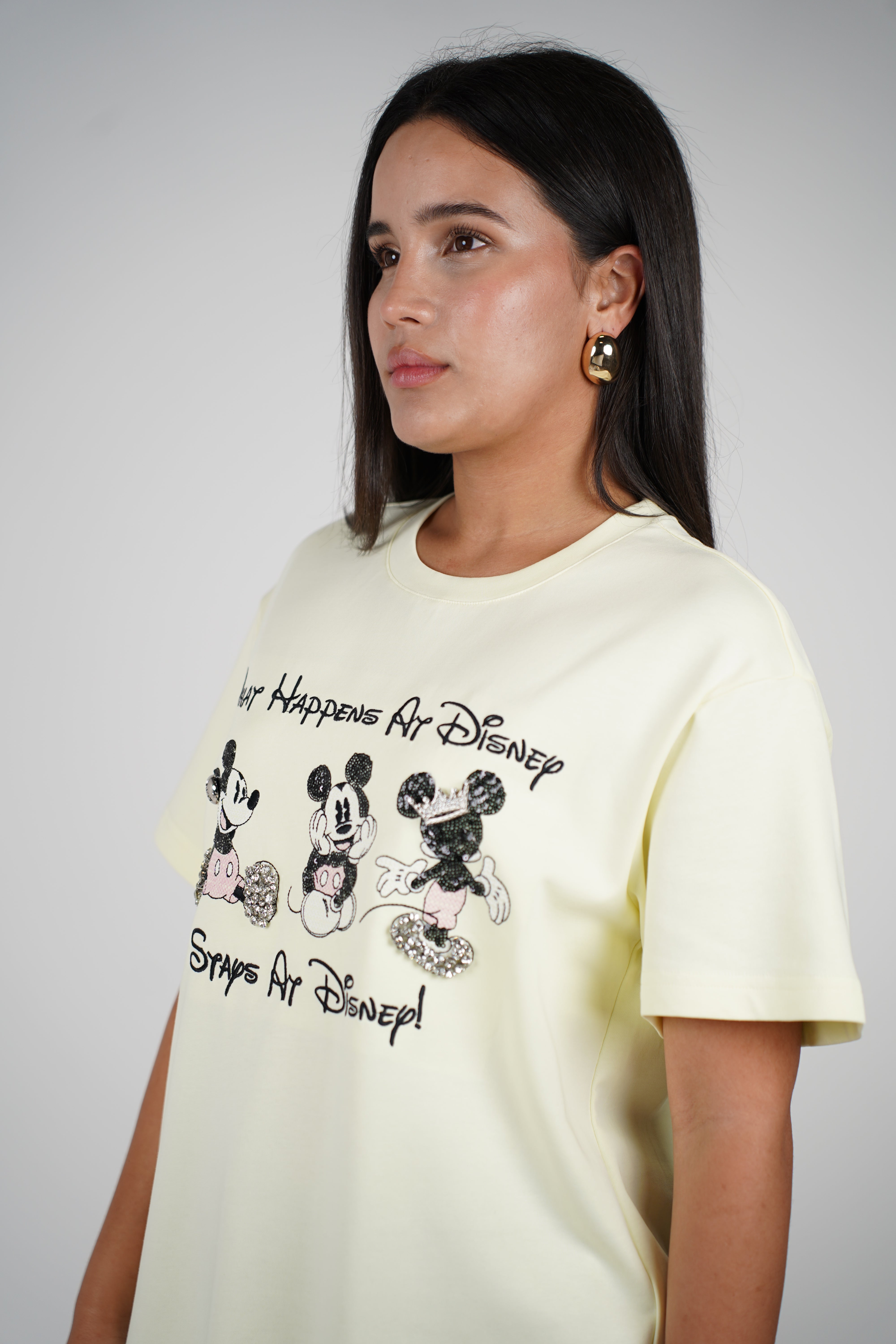 Kelsyn Oversized Mickey Top – Playful Graphic Tee with Glitter Accents