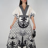 Voreya Stamped Maxi Dress – Statement Black & White Resort Silhouette