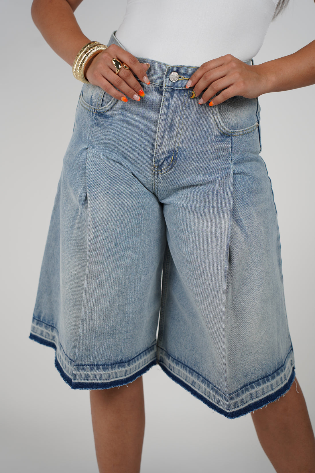 Deylra Bermuda Shorts – Vintage-Inspired Wide-Leg Denim
