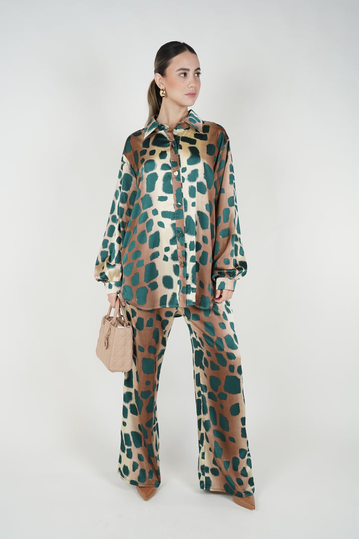 Velimra Leopard Stamped Pants Set