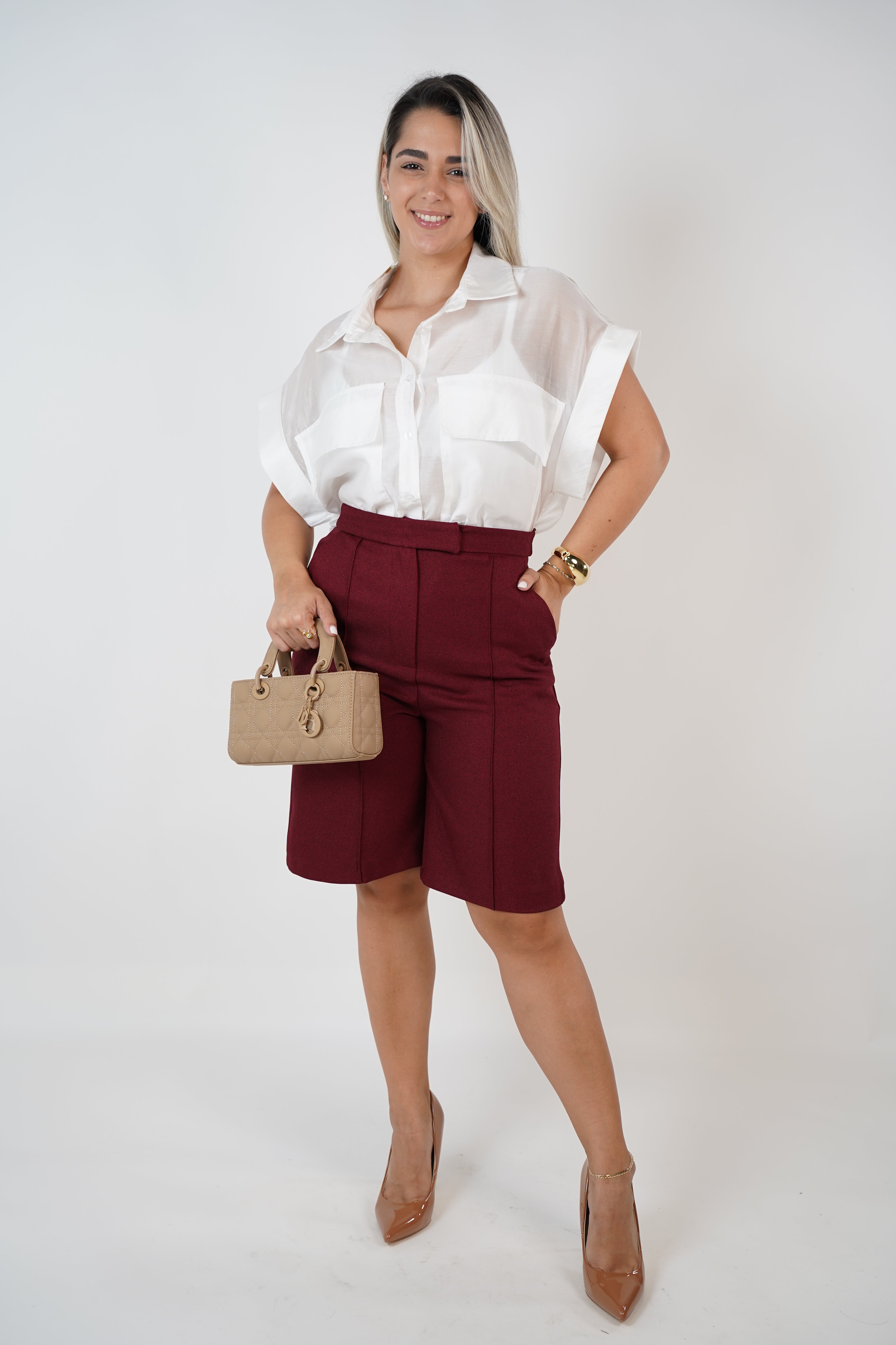 Sienna Bermudas – High-Waist Tailored Shorts
