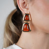 Mavine Dangle Earrings – Geometric Drop Style in Gold Trim
