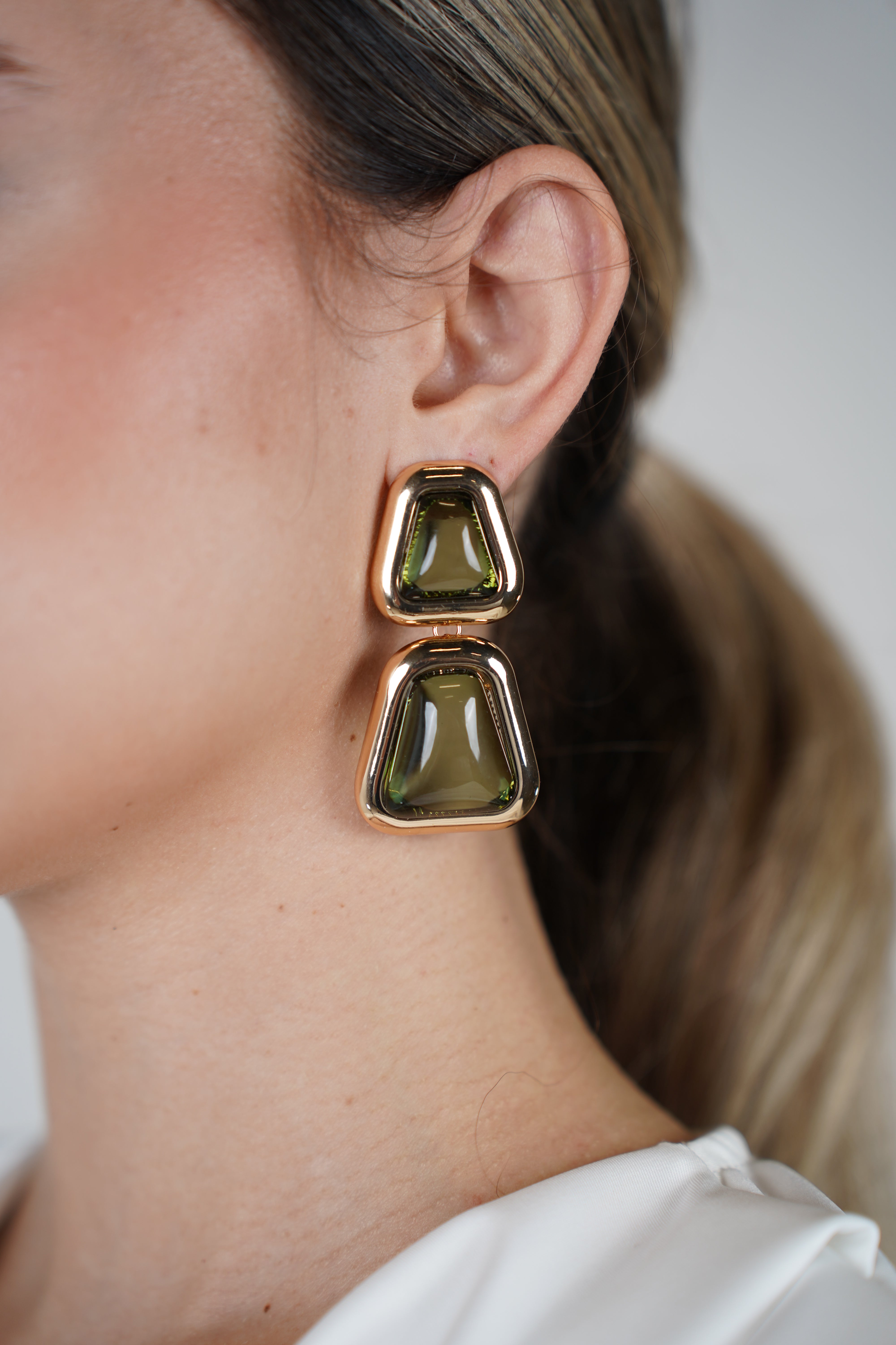 Mavine Dangle Earrings – Geometric Drop Style in Gold Trim