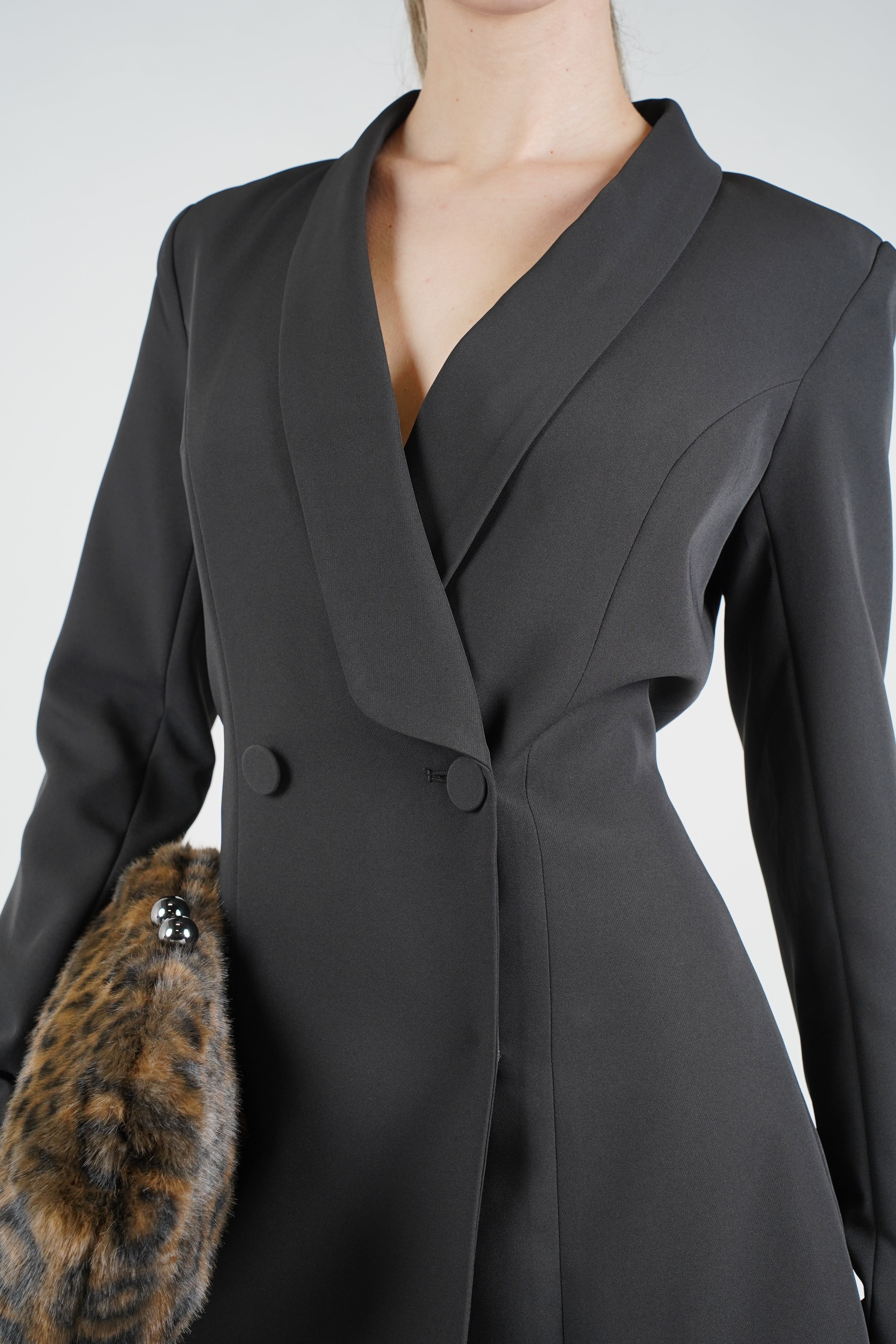 Liorise Solid Jacket Dress – Elegant Tailored Blazer Dress