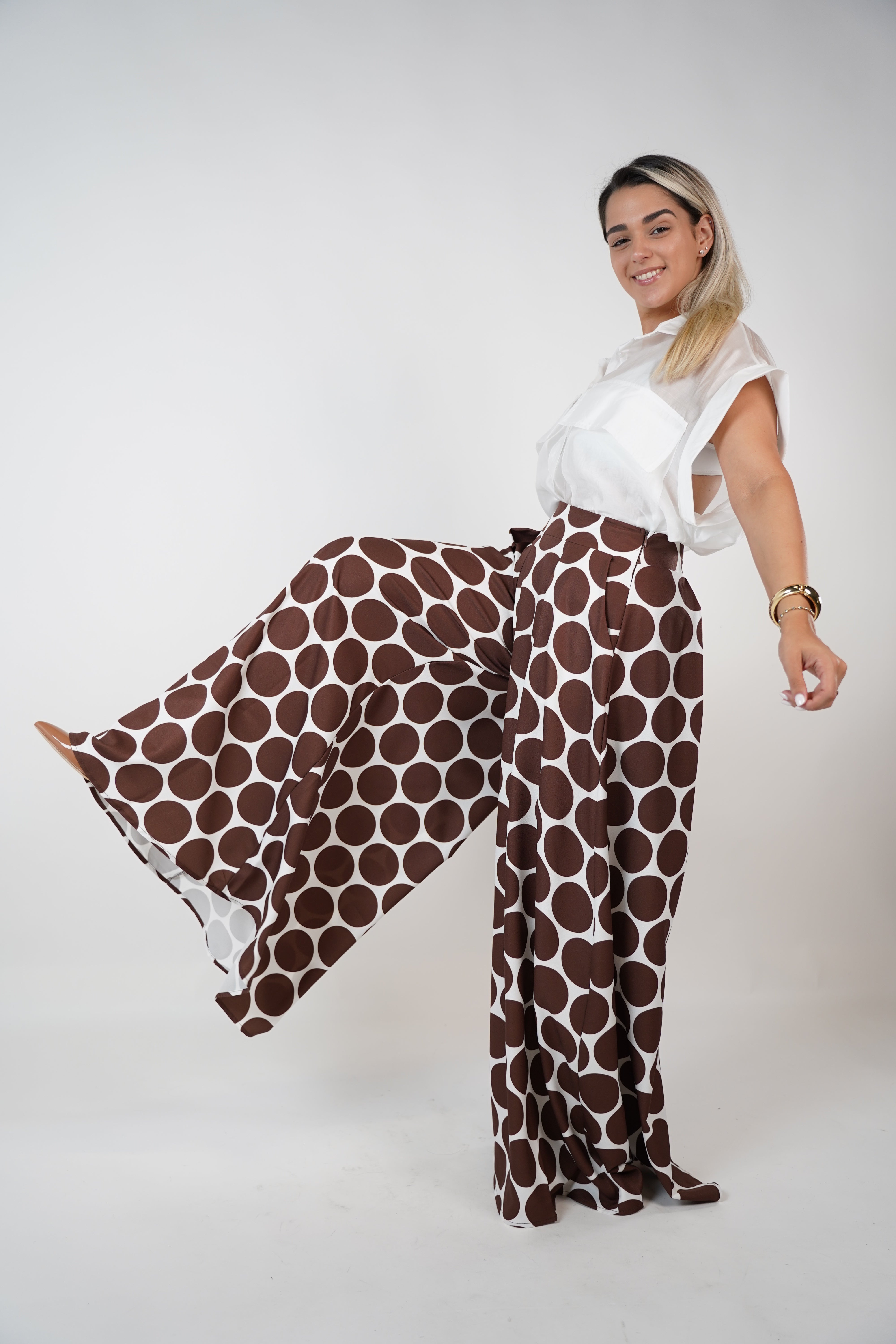 Kaina Polka Dot Palazzo Pants – Wide-Leg Statement Trousers