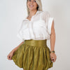 Tiven Mini Bubble Skirt – Shimmery Ice Blue Statement Skirt