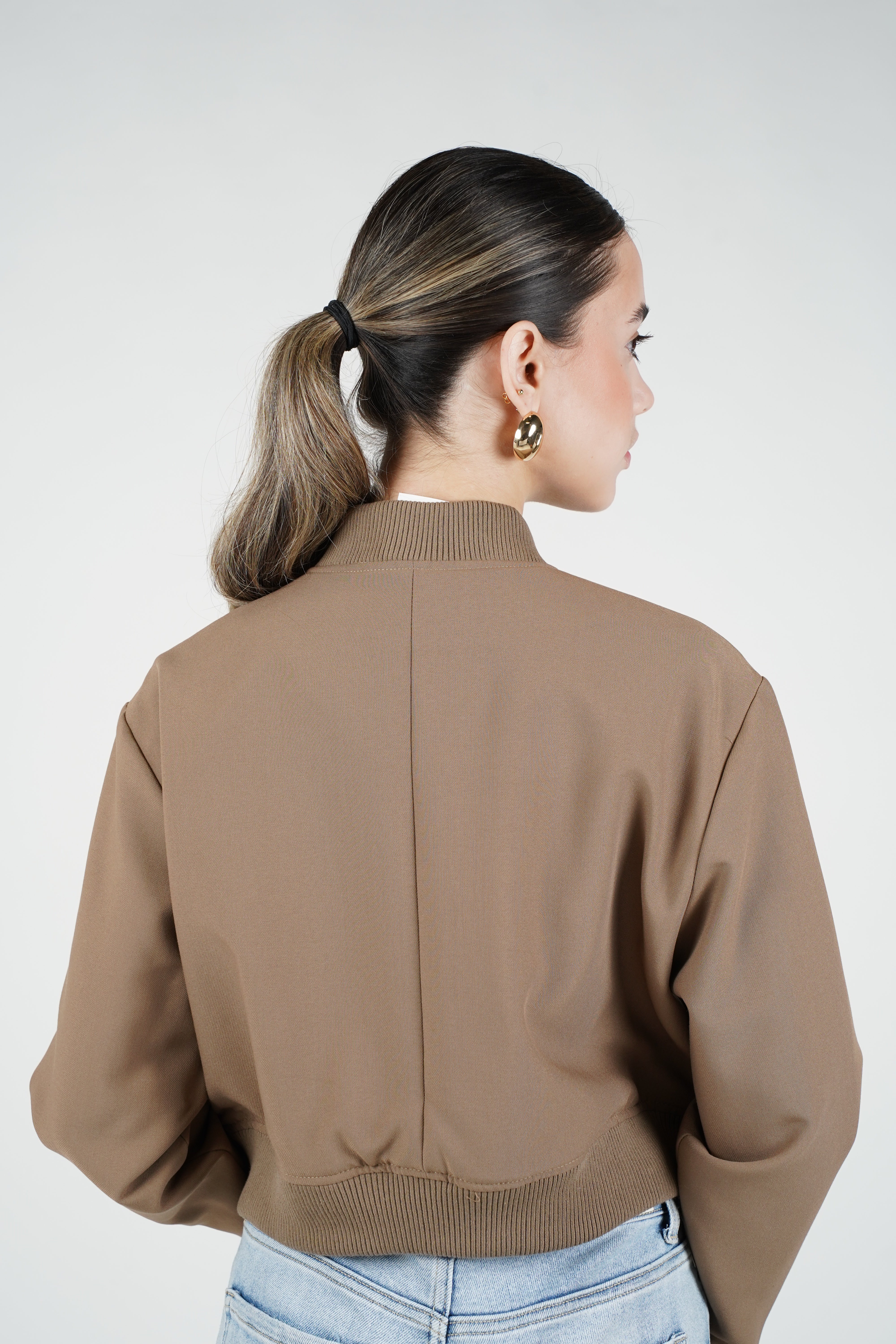 Grisselle Jacket – Structured Cropped Bomber in Deep Wine