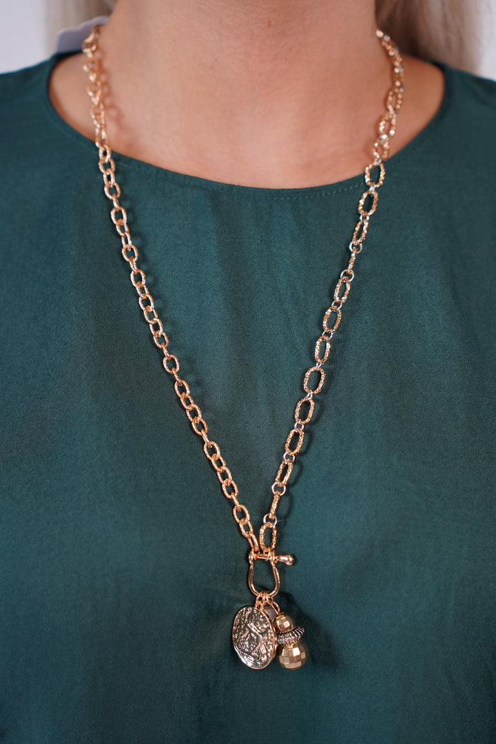 Liusmila Necklace – Gold Chain with Coin & Charm Pendants
