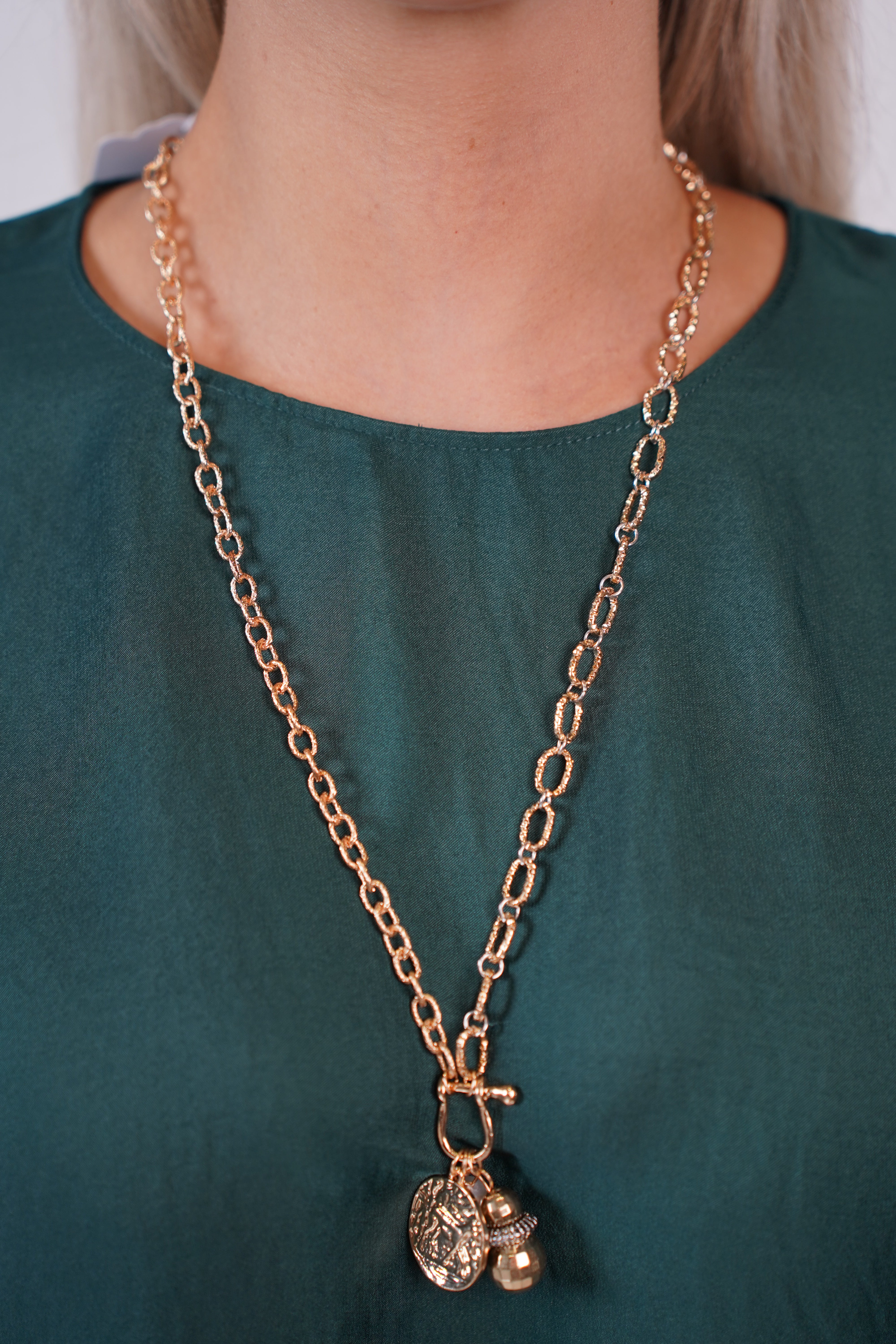 Liusmila Necklace – Gold Chain with Coin & Charm Pendants