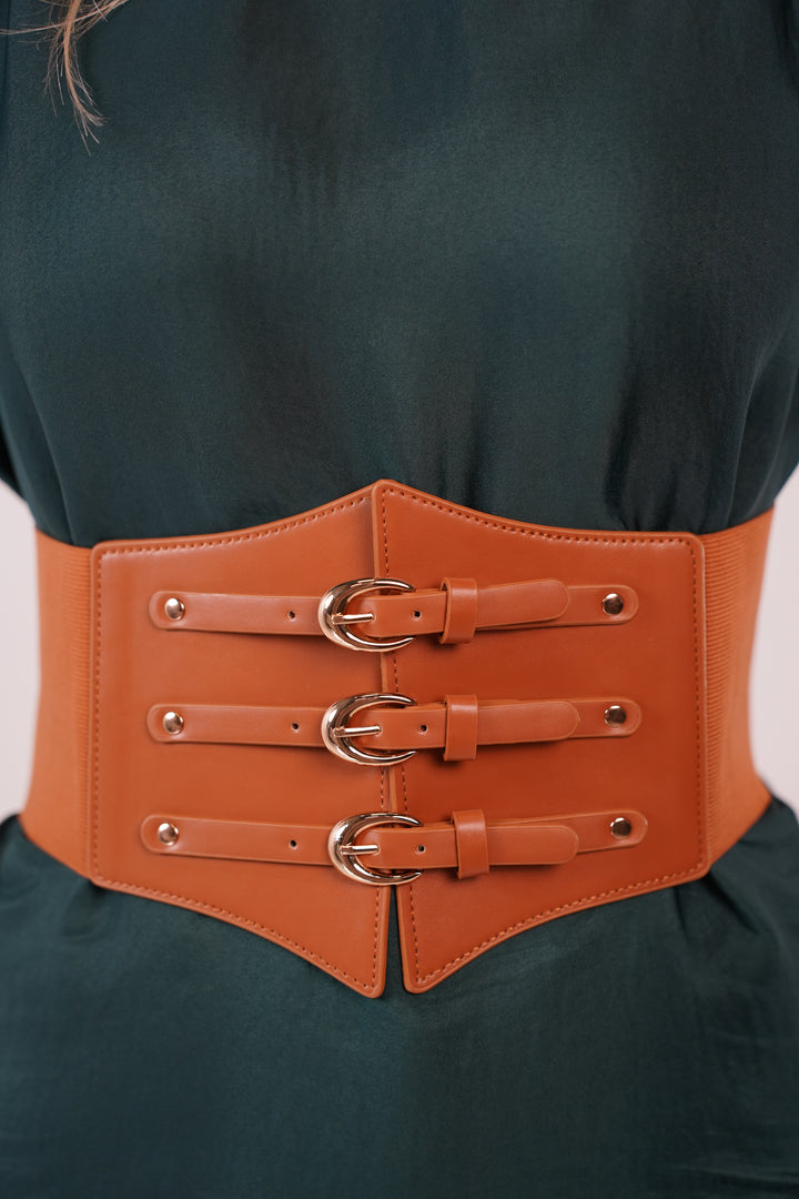 Emi Corset Belt – Triple Buckle Statement Waist Belt