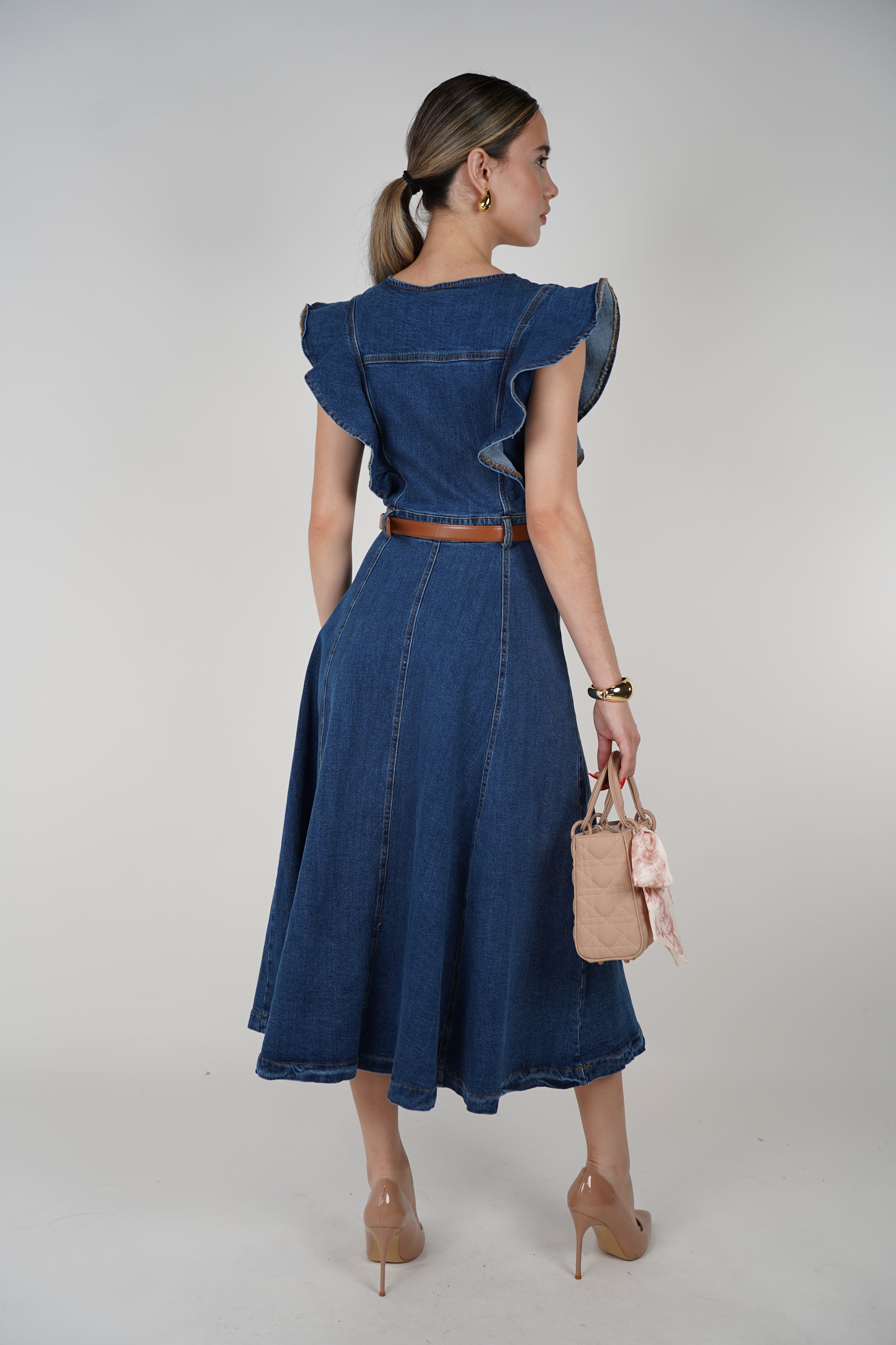 Kysa Denim Dress – Classic Fit with Feminine Flair