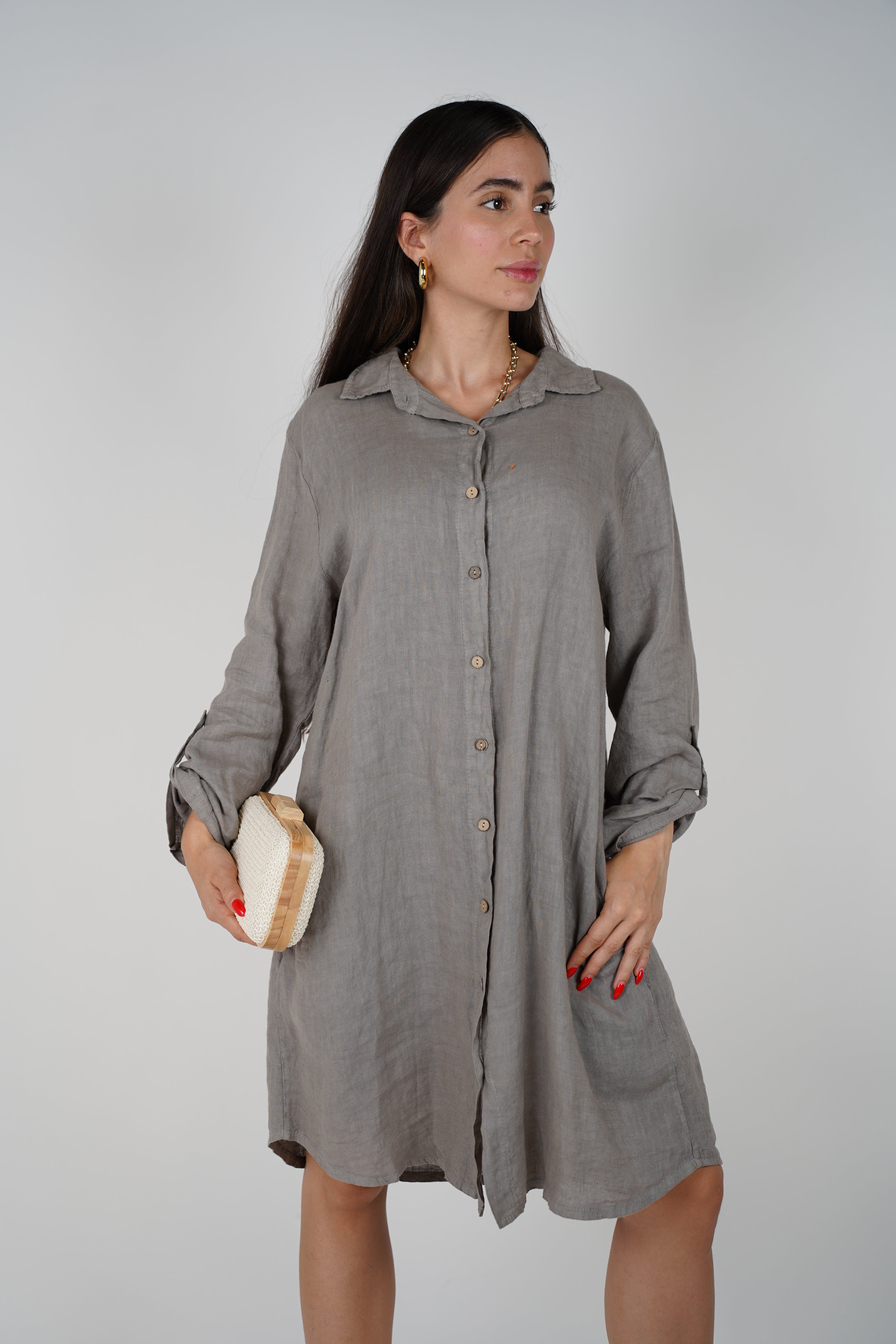 Loom Linen Shirt Dress – Lightweight Button-Down in One Size