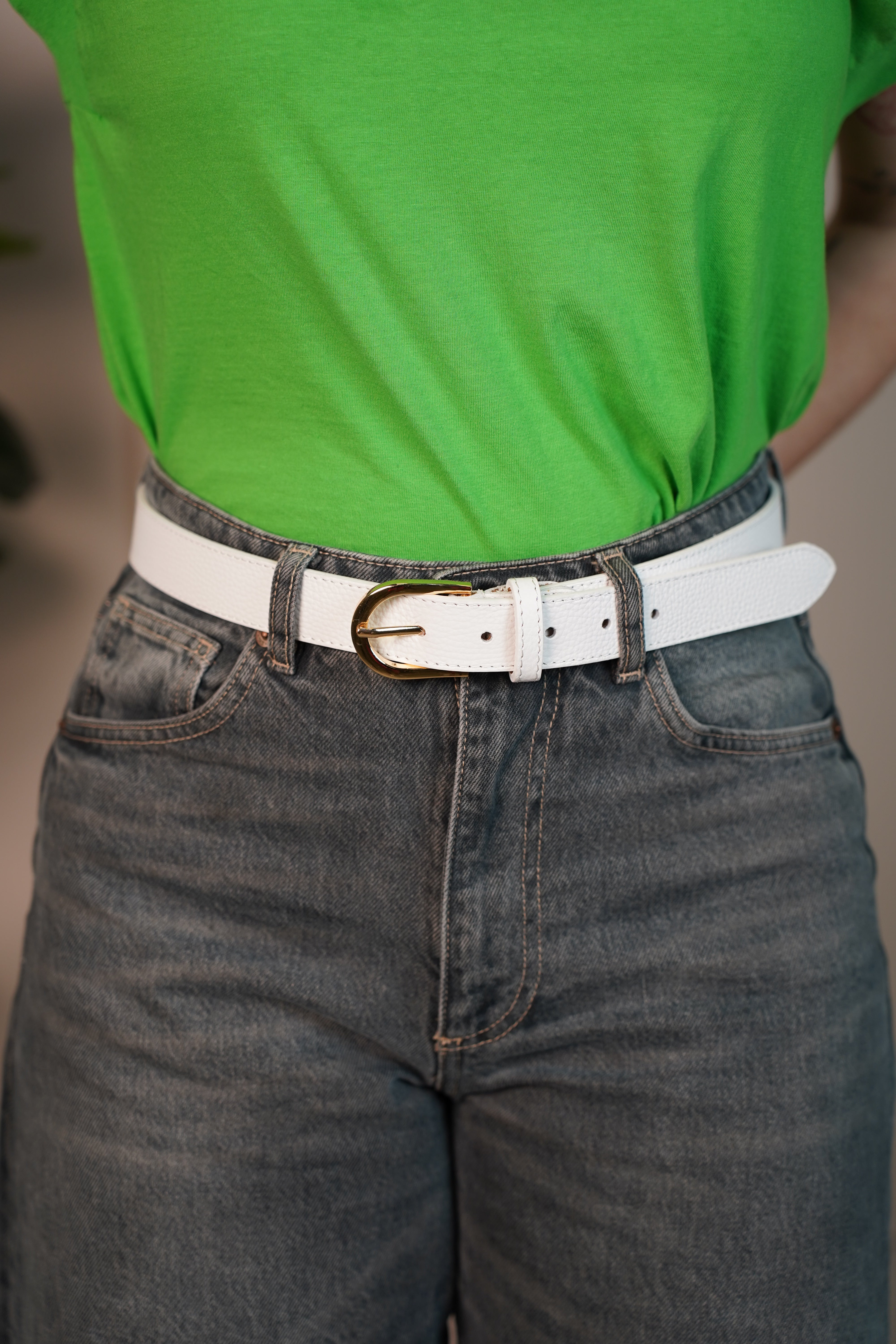 Zarah Classic Faux Leather Belt – Pebbled Finish with Gold Buckle in 3 Colors - Carema Boutique