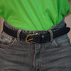 Zarah Classic Faux Leather Belt – Pebbled Finish with Gold Buckle in 3 Colors - Carema Boutique