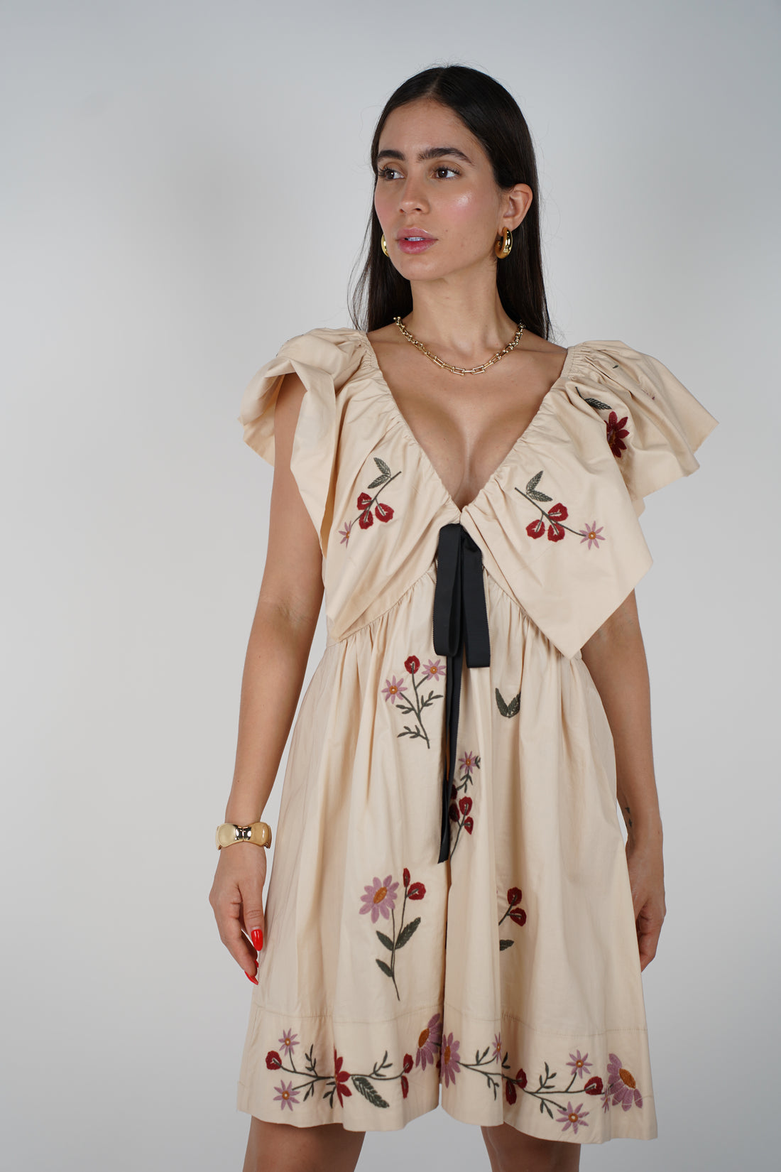 Claudette Mini Dress – Flirty Florals with a Statement Bow