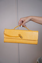 MariaElene Metallic Snake-Embossed Clutch – Structured Handle Bag in 6 Colors - Carema Boutique