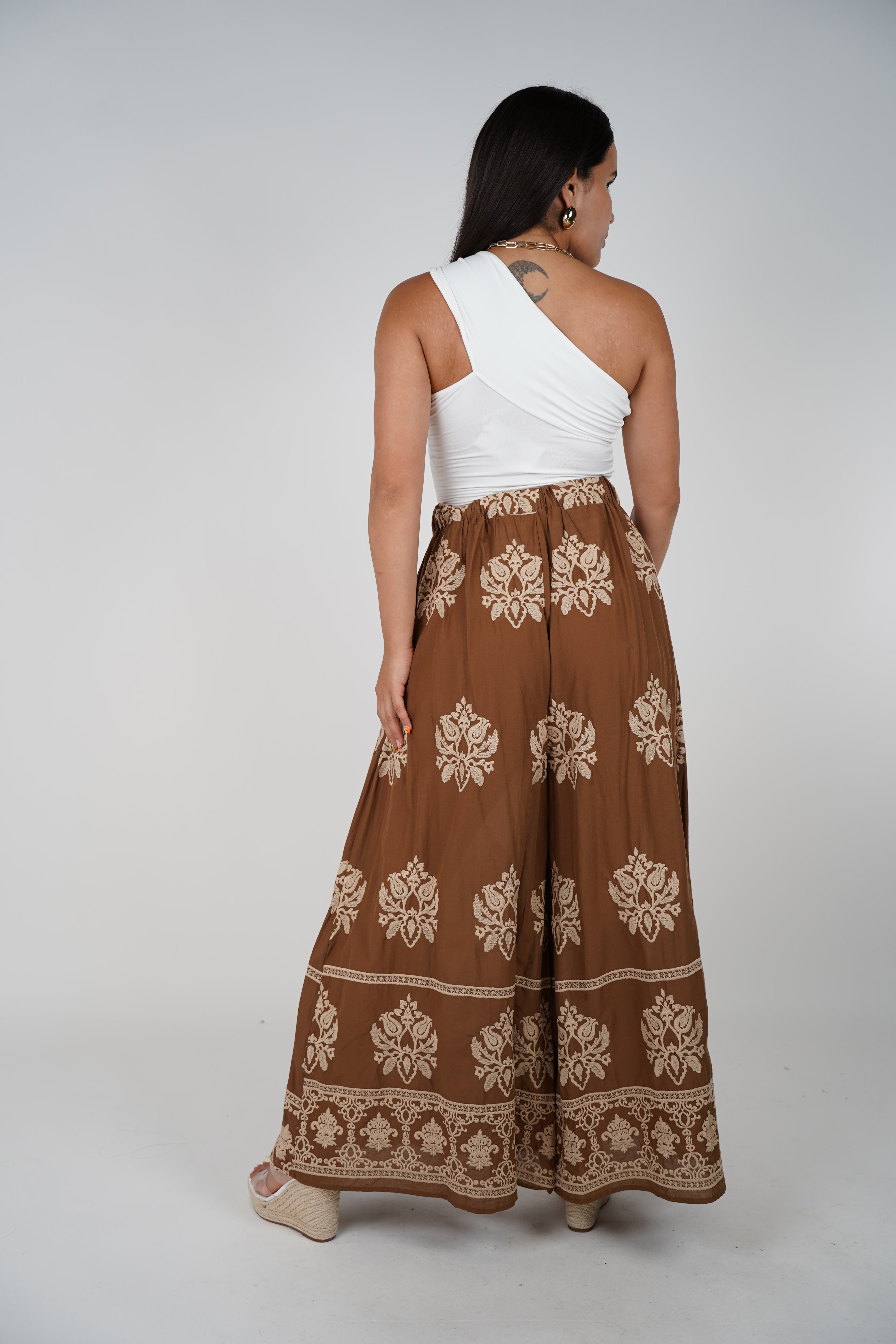 Tessi Embroidered Pants – Elegant Boho Wide-Leg Statement