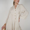 Sira Linen Mini Dress – Breezy Button-Down in Soft Neutrals