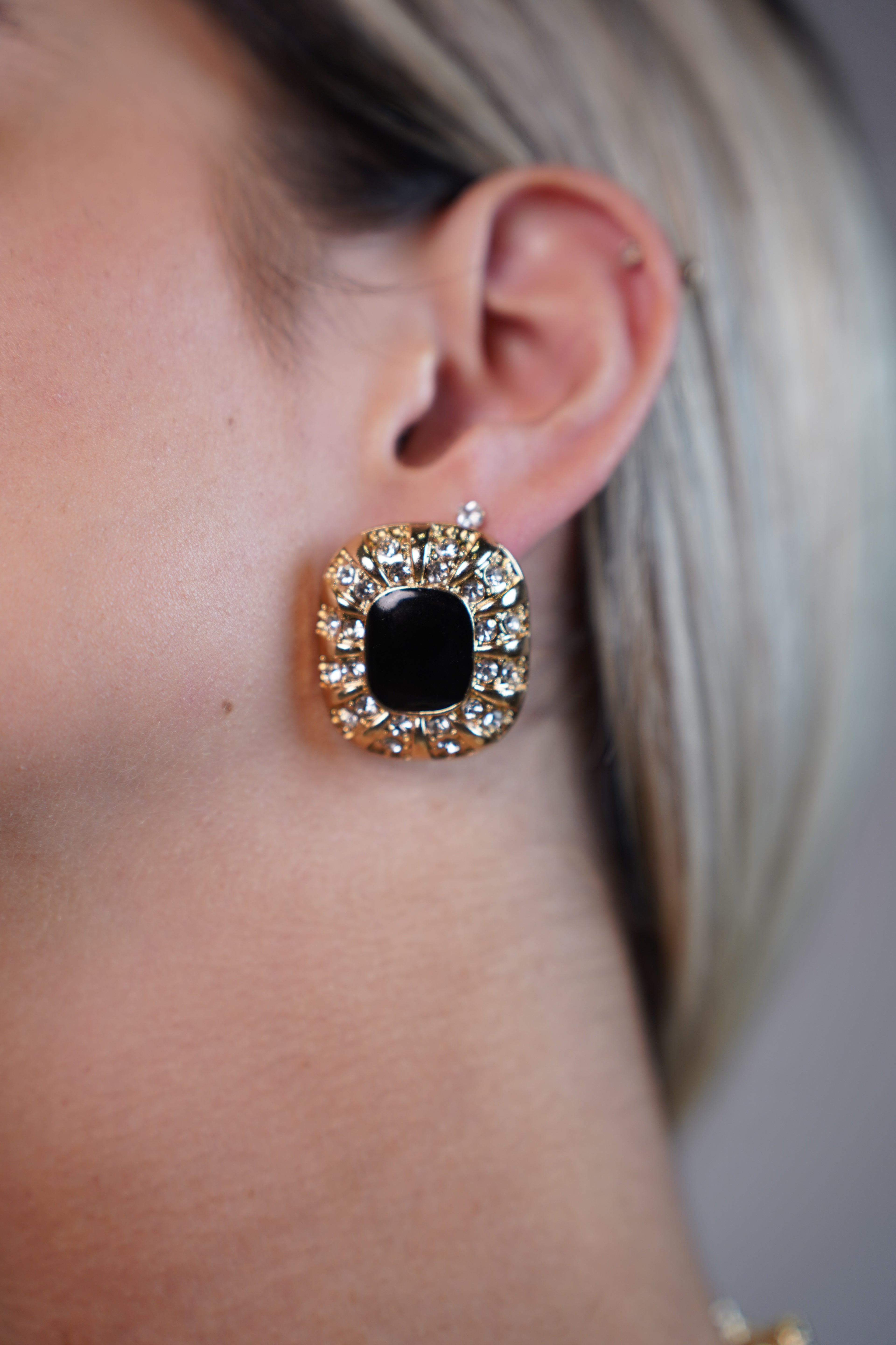 Twine Royal Edge Gem Studs – Bold Glamour in a Vintage Frame - Carema Boutique