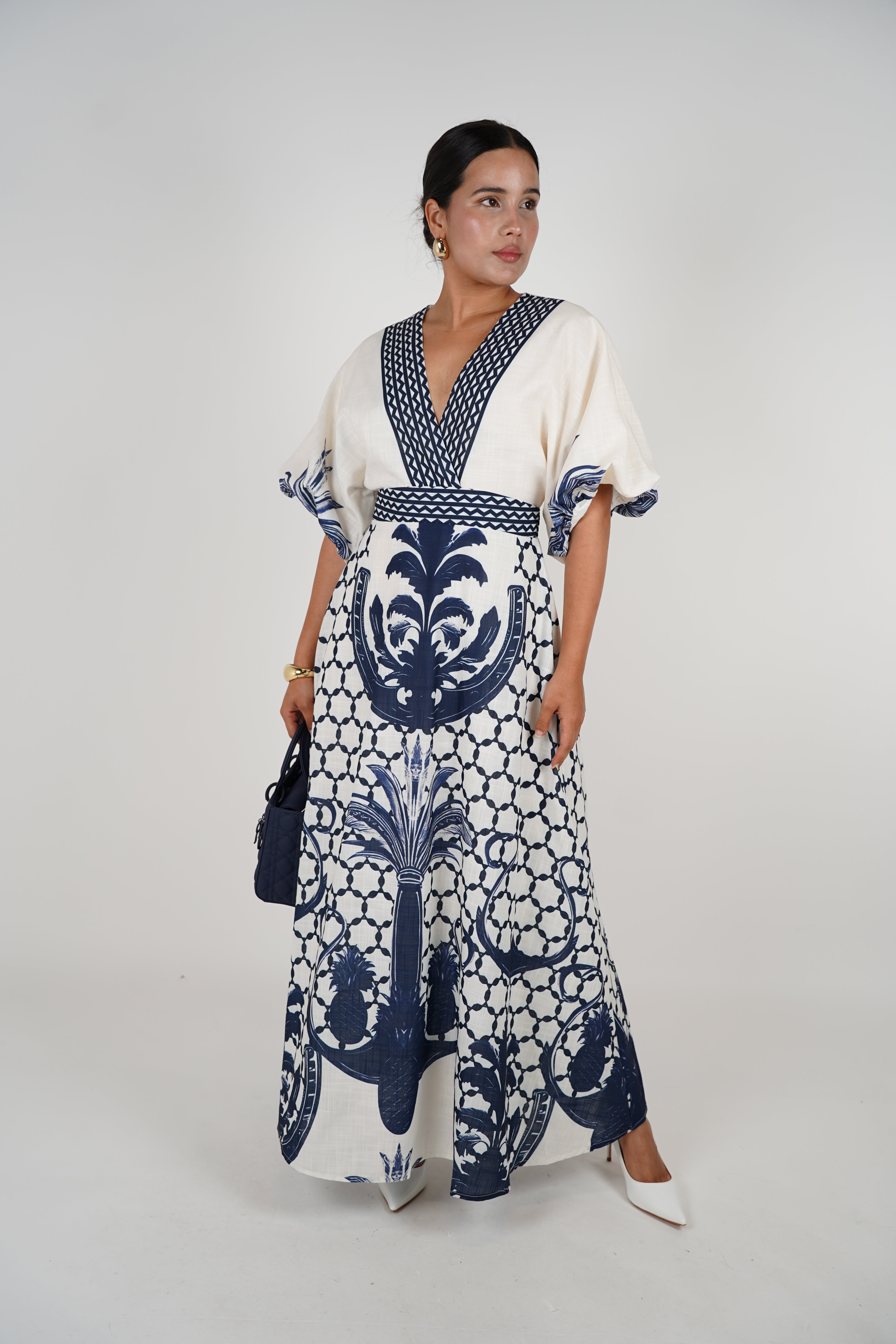 Voreya Stamped Maxi Dress – Statement Black & White Resort Silhouette