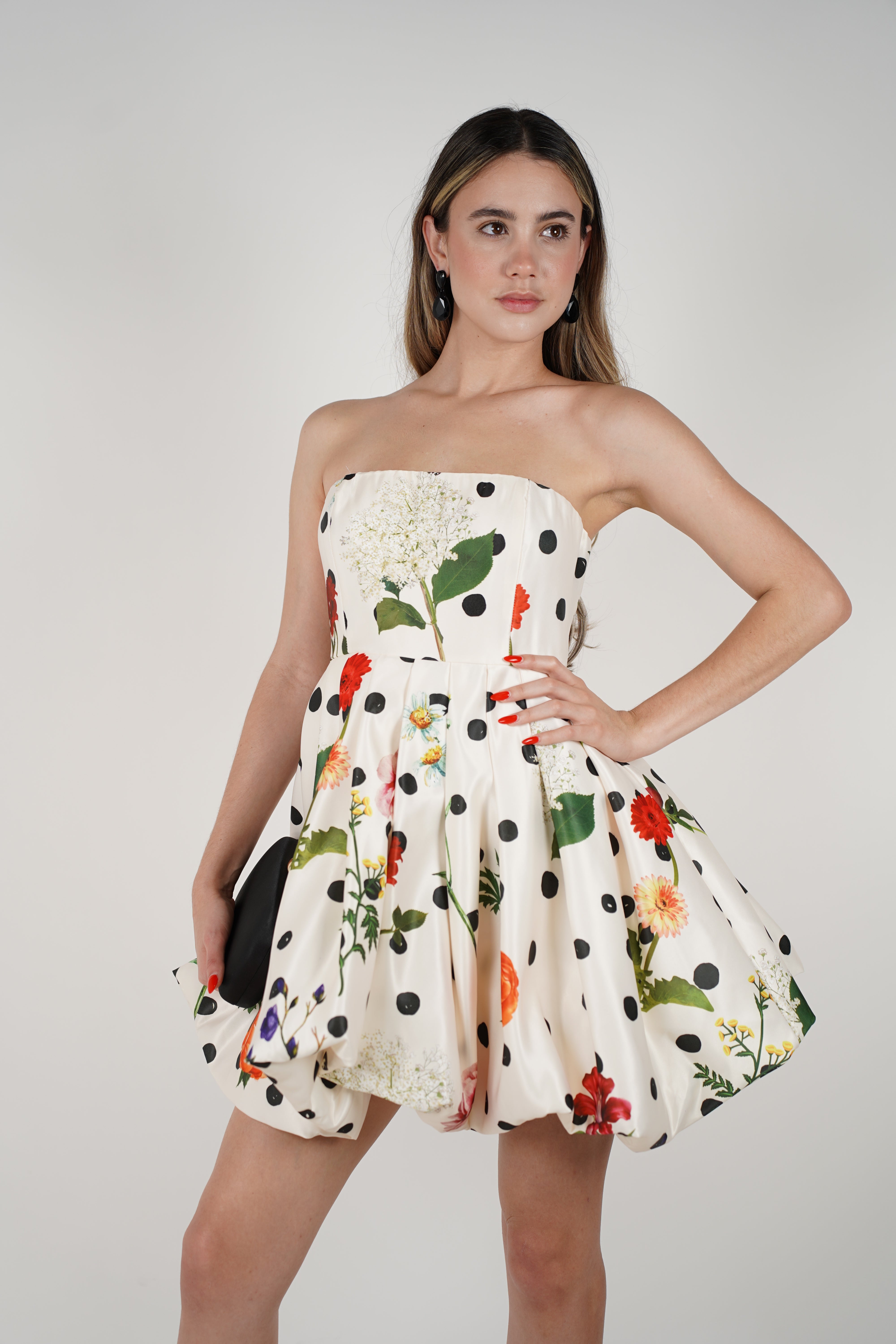 Mirell Mini Polka Dot Dress – Bold, Playful, and Floral