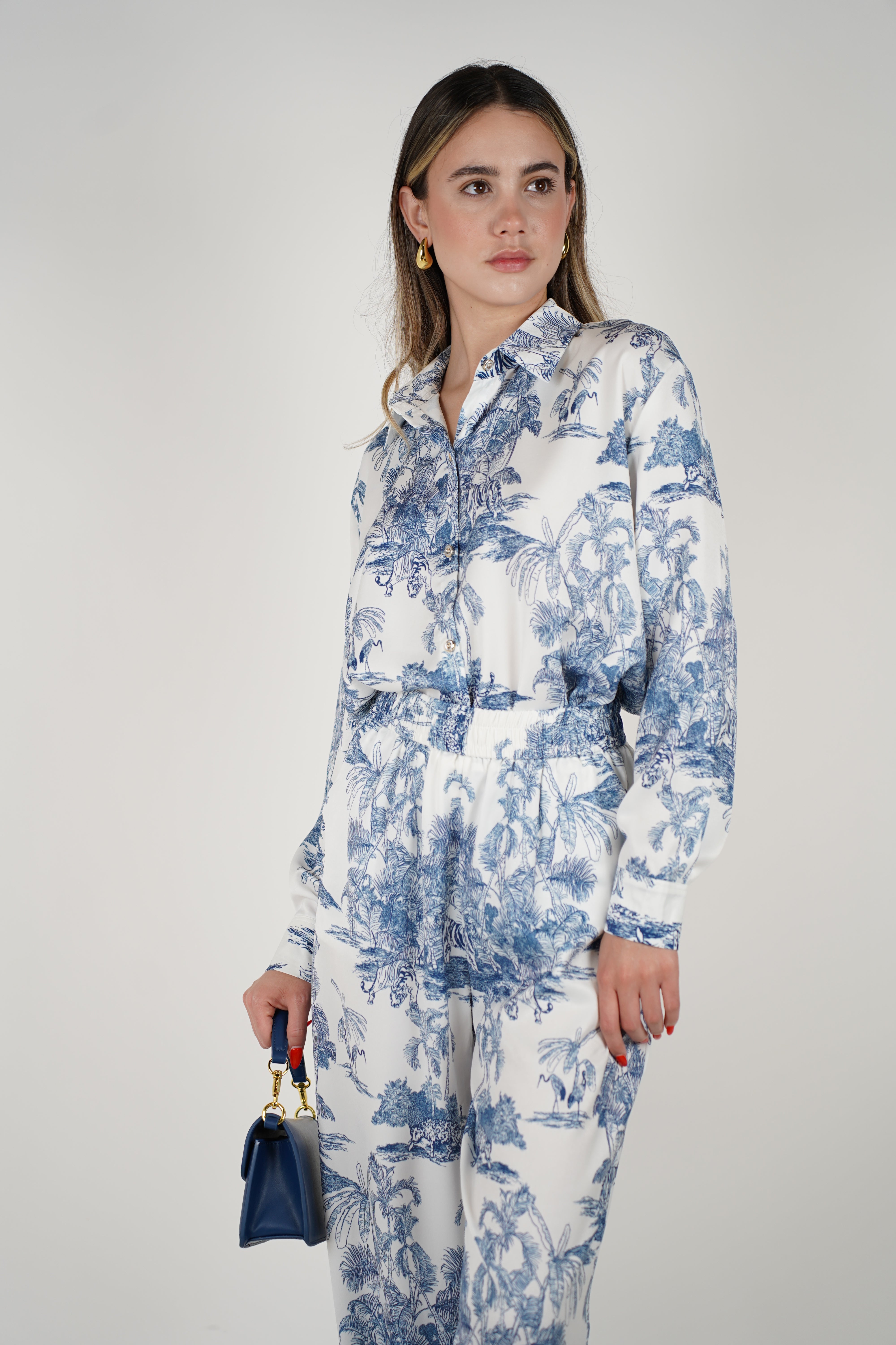 Vanyra Stamped Pants Set – Elegant Toile-Inspired Two-Piece