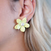 Nia Flower Earrings – Textured Petal Studs with Pearl Center