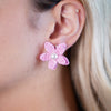 Nia Flower Earrings – Textured Petal Studs with Pearl Center