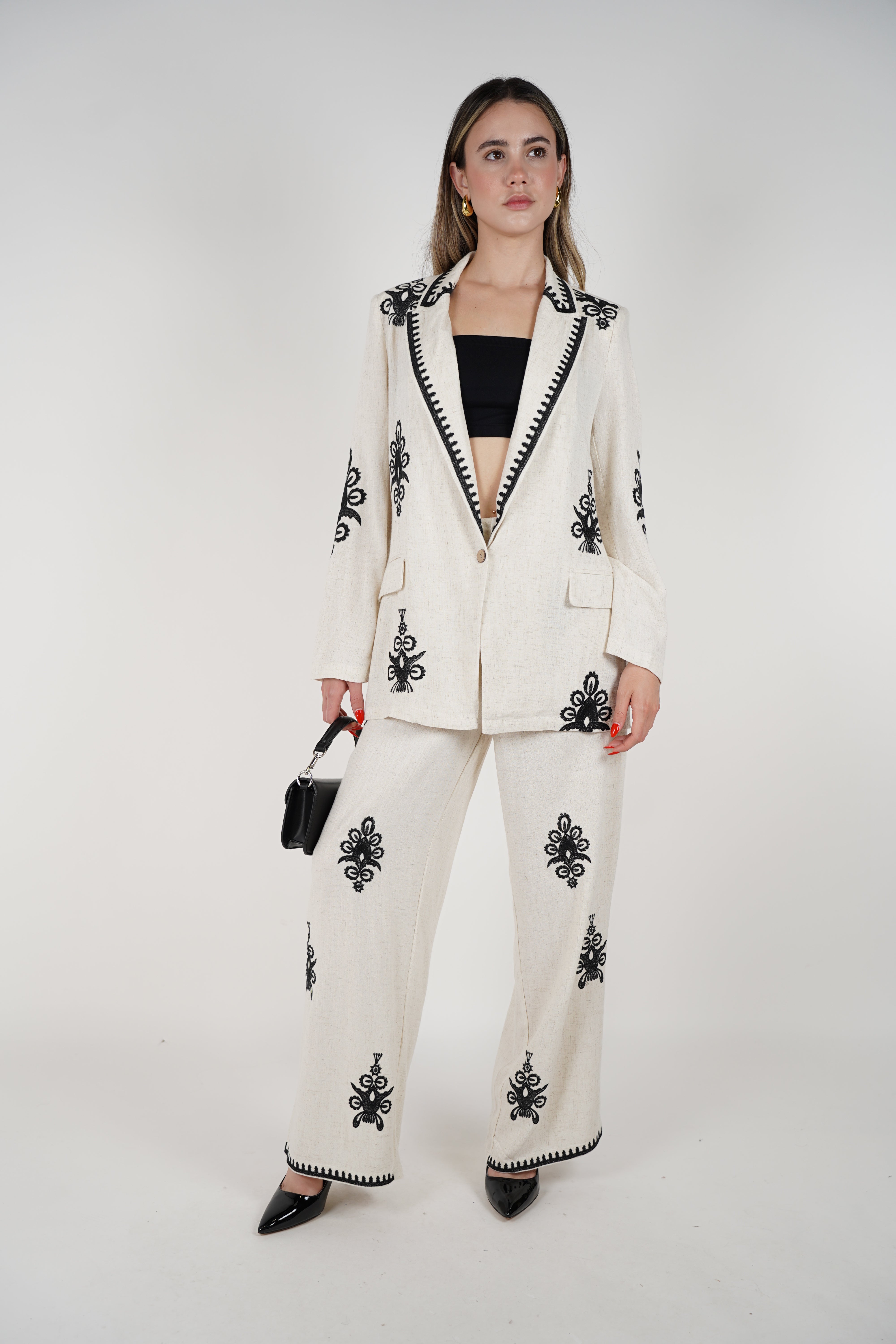 Raizza Embroidered Pants Set – Sophisticated Charm with Artisanal Detail
