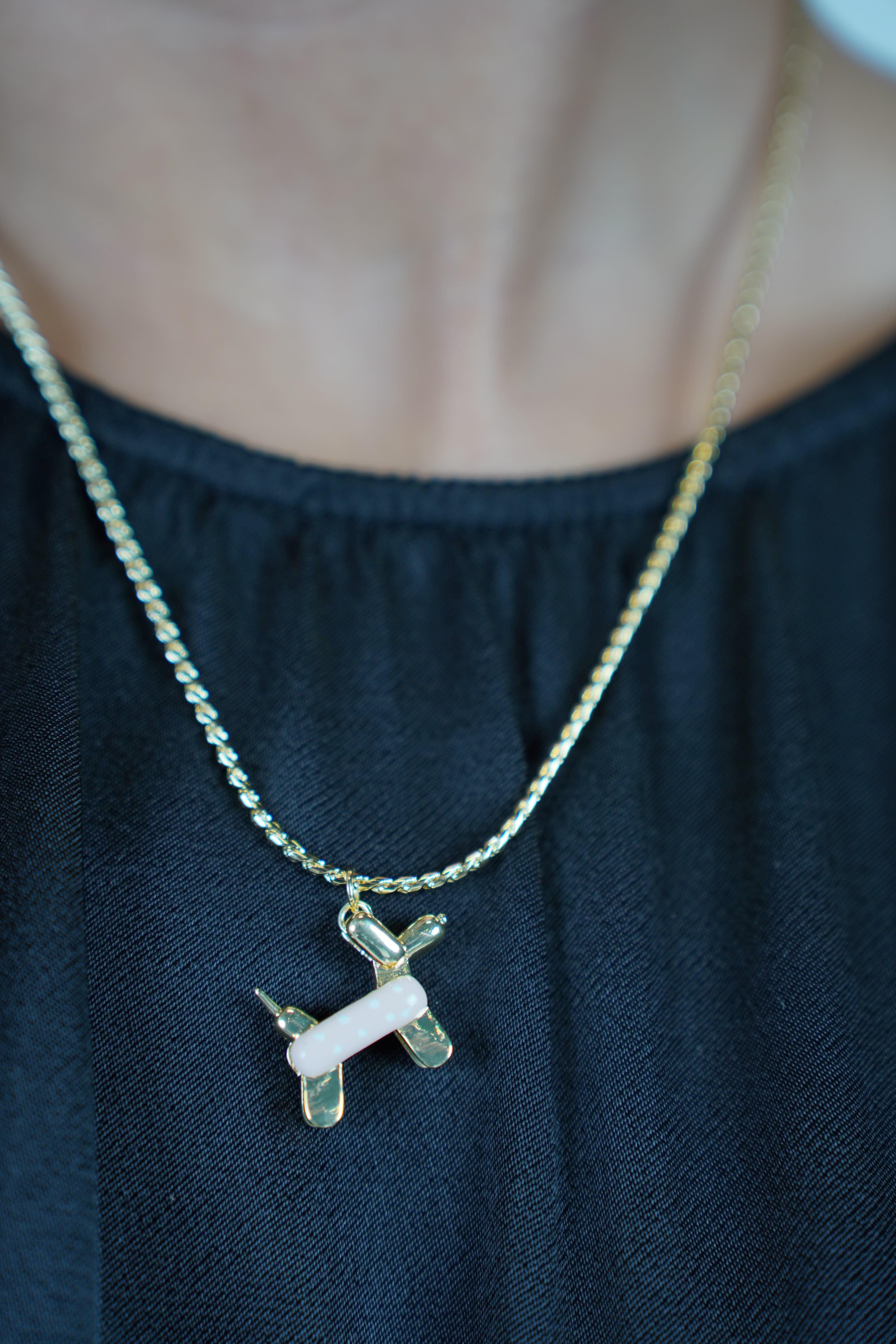 Zerin Mini Puppy Necklace Set – Playful Charm with Golden Whimsy